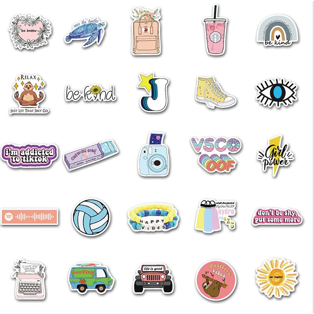 Girl'S Cute Water Bottle Stickers 50 Pcs Waterproof Laptop Aesthetic Stickers For Teens Kids