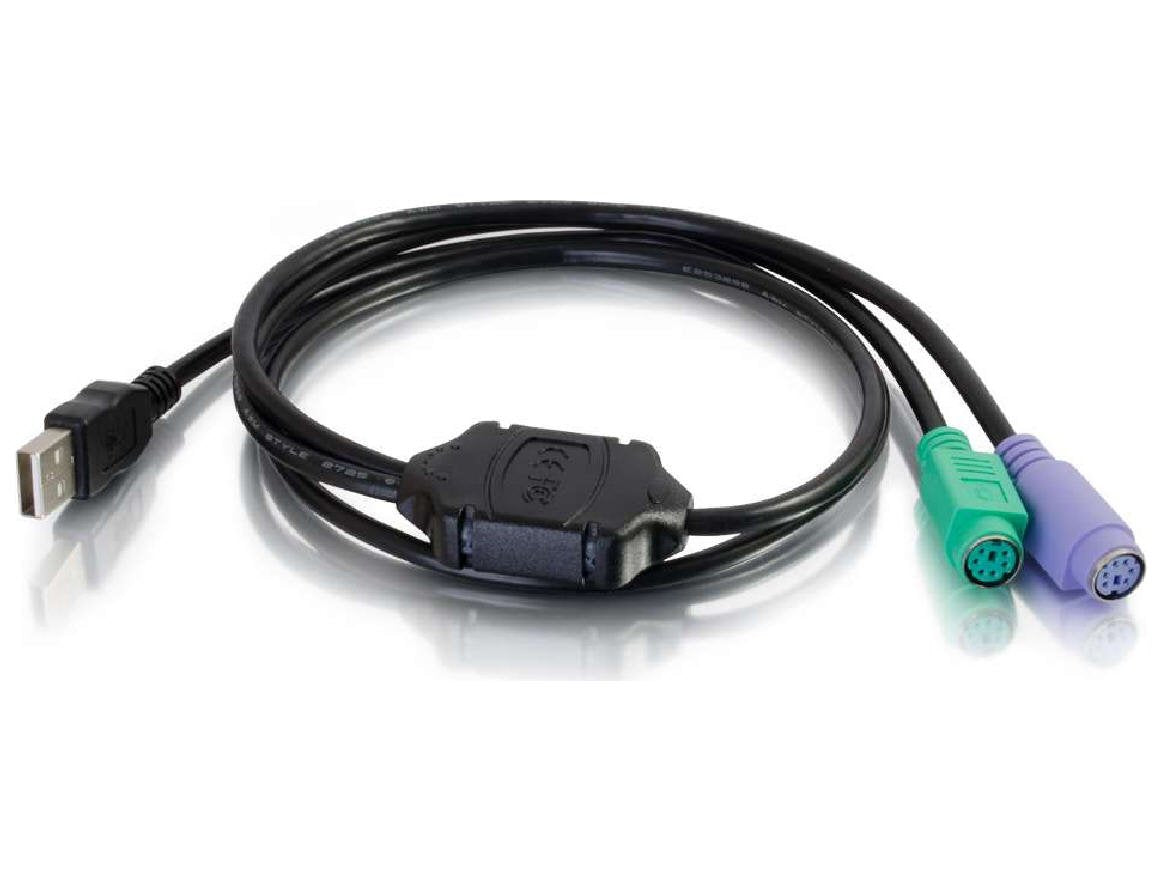 C2G Usb Adapter, Usb To Dual Ps/2 Keyboard, Mouse Adapter, Black, 3 Feet (0.91 Meters), Cables To Go 27425