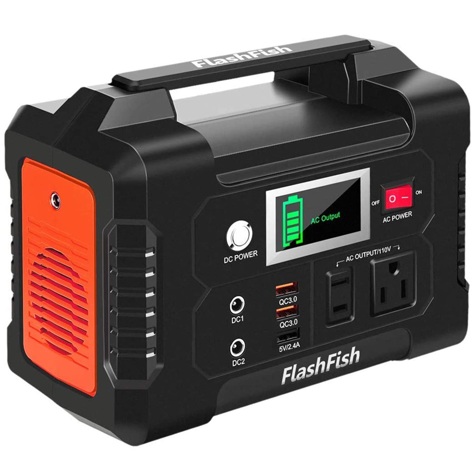 200W Portable Power Station, FlashFish 40800mAh Solar Generator With 110V AC Outlet/2 DC Ports/3 USB Ports, Backup Battery Pack 