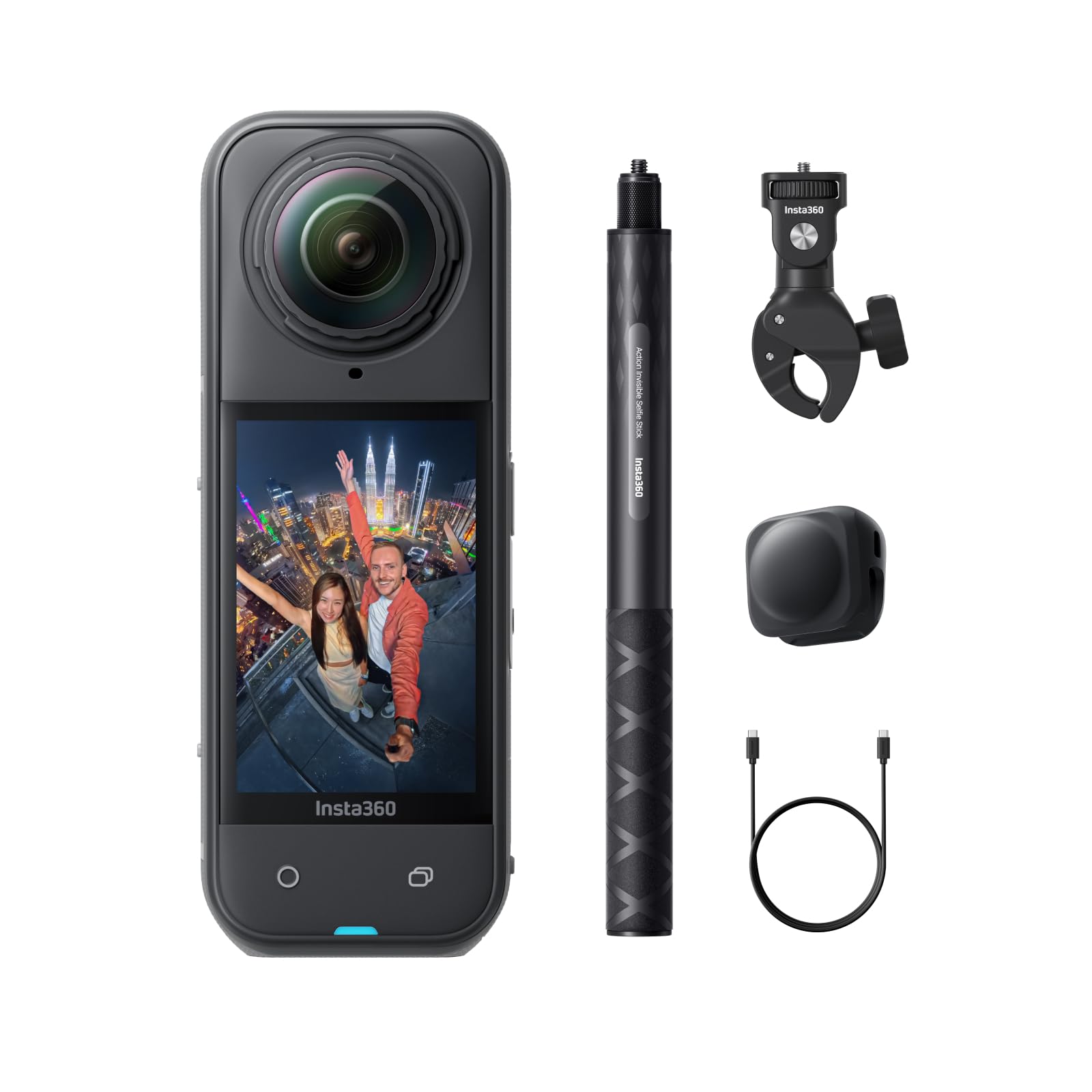 Insta360 X5 Motorcycle Bundle - Waterproof 8K 360 Action Camera, Rugged & Replaceable Lens, 3-Hour Battery, Clear Audio, Stabili