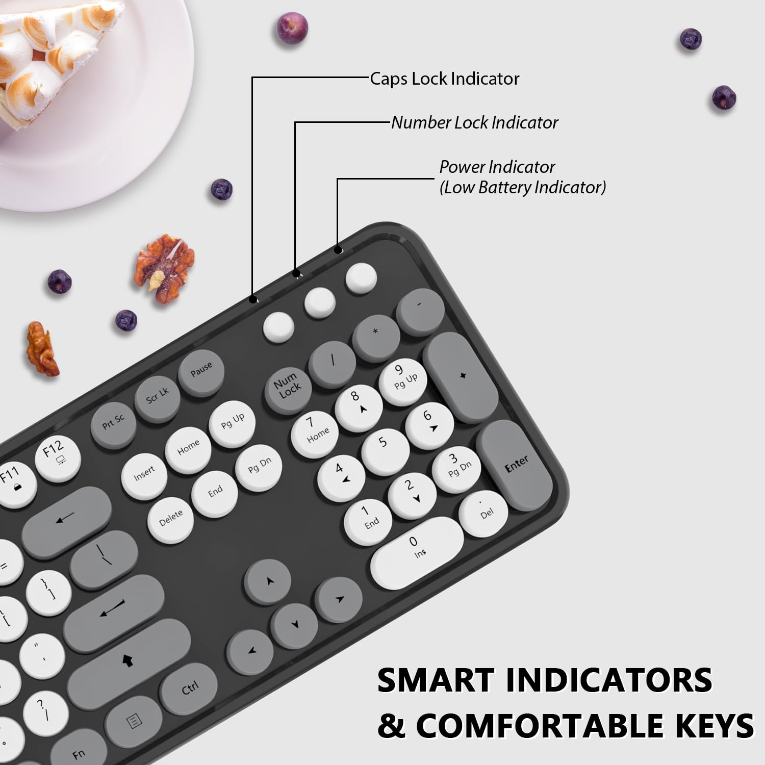 Wireless Keyboard Mouse Combo, Colorful Mouse And Keyboard Combo, 104 Keys Cute Wireless Keyboard With Number Pad For Windows, C