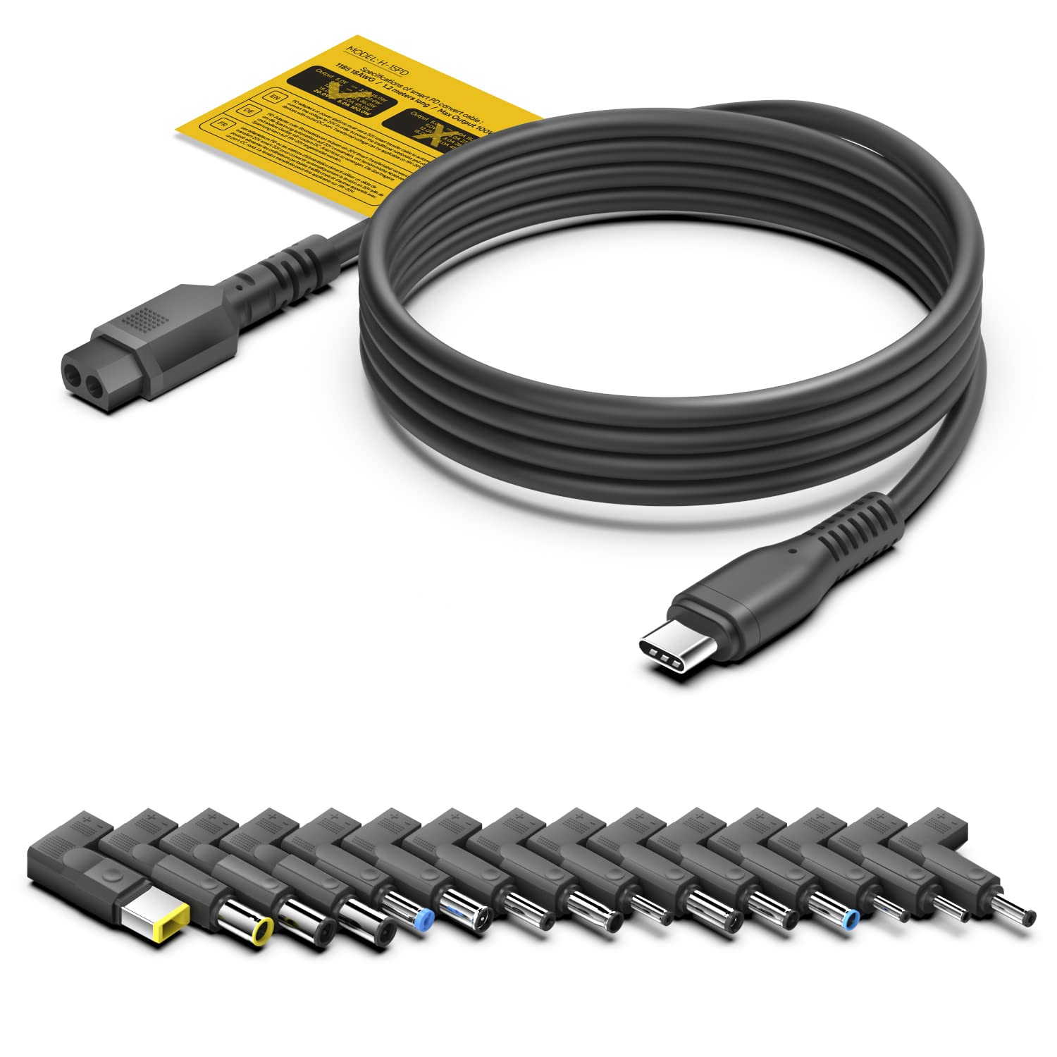 Kfd Usb C To Dc Tip Power Adapter Kits Convert Cable Type C Pd Power Cable To Universal Laptop Jack Plugs 15 Connectors For Macbook Hp Dell Msi Gateway Lg Toshiba Lenovo Acer Asus Sony Samsung Laptop