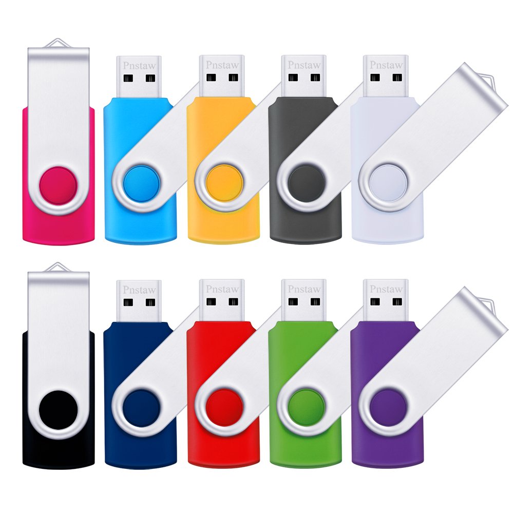 Pnstaw 1Gb Flash Drive Usb 2.0 Swivel Memory Stick Jump Drive Thumb Drive Pen Drives Jump Drive For Data Storage, File Sharing(10 Pack,Multi Color) (1Gb)