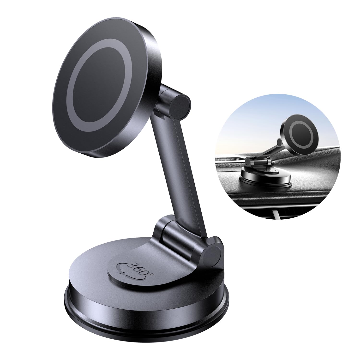 Tophot for MagSafe Car Mount, Car Phone Holder for Dashboard, 360 Rotatable Magnetic Phone Holder for Cars, Strong Adhesive, Stu
