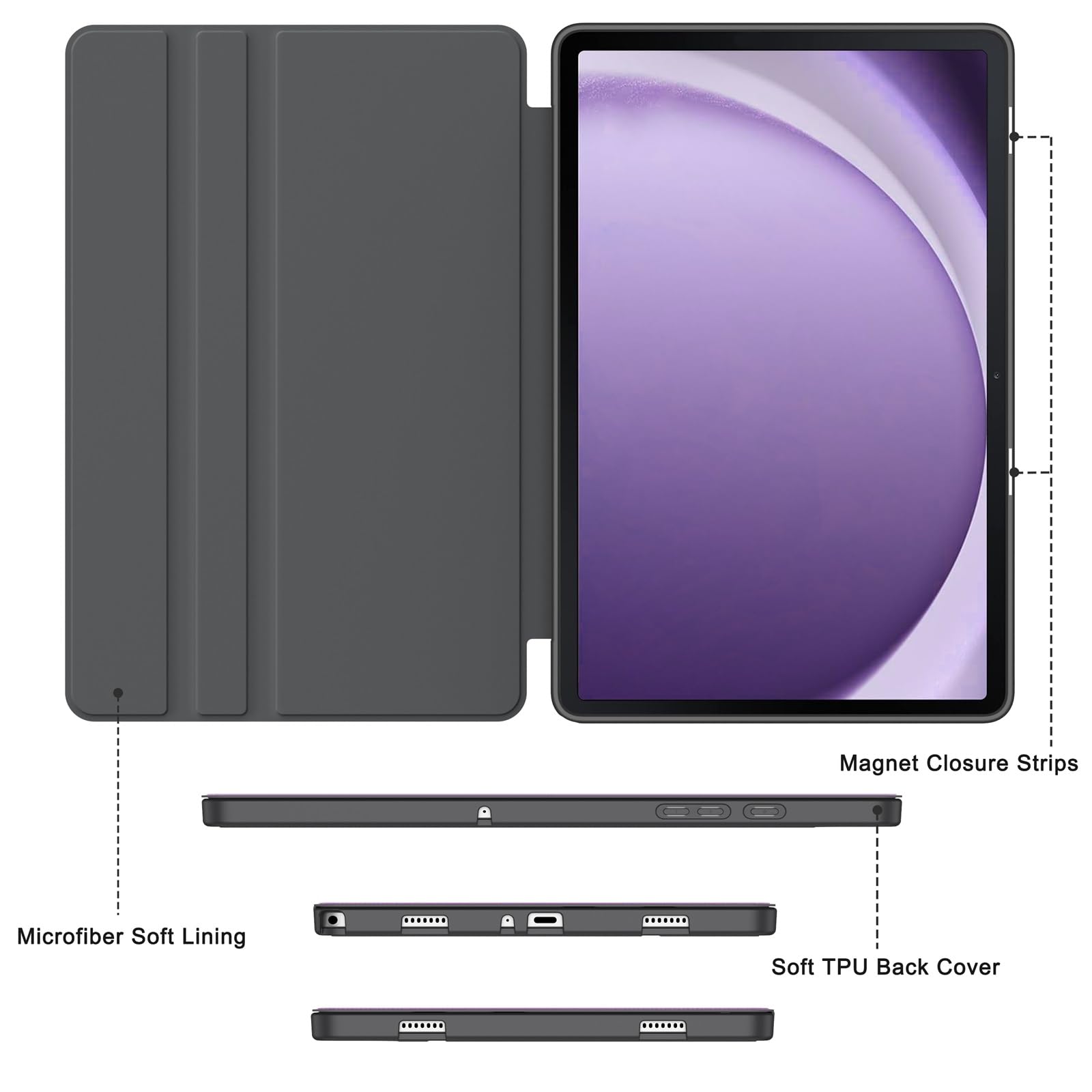 Soke Case For Galaxy Tab A9+/A9 Plus 11 Inch 2023, Shock Proof Smart Folio Stand Case, Multi  Viewing Angles, Soft Tpu Back Cover For Samsung Galaxy Tab A9+ Tablet [Sm X210/X216/X218], Violet
