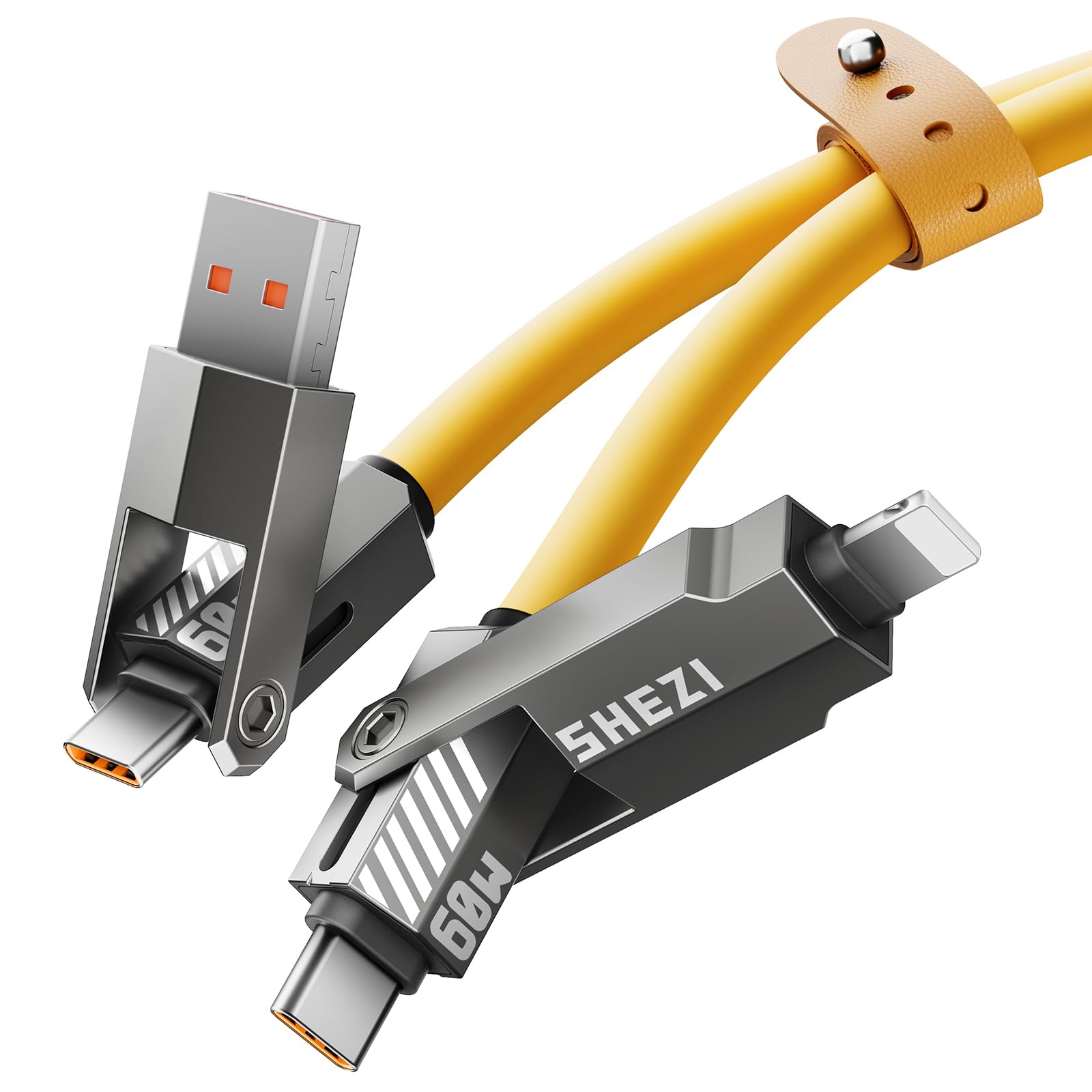 Shezi [Upgraded 4 In 1 60W 5Ft Usb C Cable Lightning Cable,Thicker Silicone Fast Charging Iphone Ipad Charger Cord [480Mbps Data