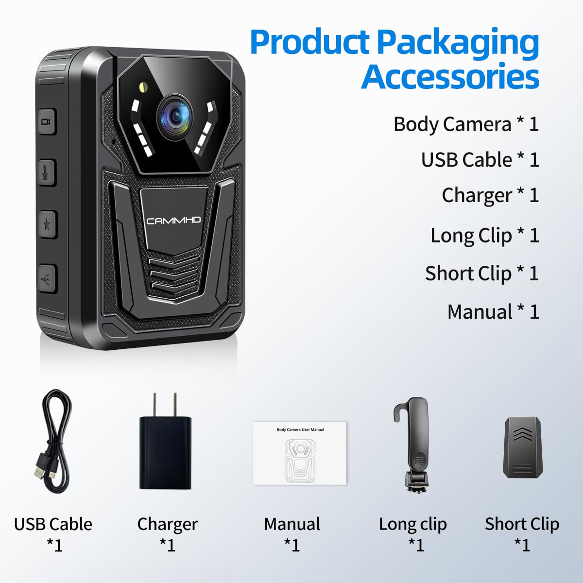 Cammhd F6 512Gb 4K Body Camera, Work 12 14Hrs And Ultra Night Vision, Waterproof Body Cameras With Audio And Video Recording H.2