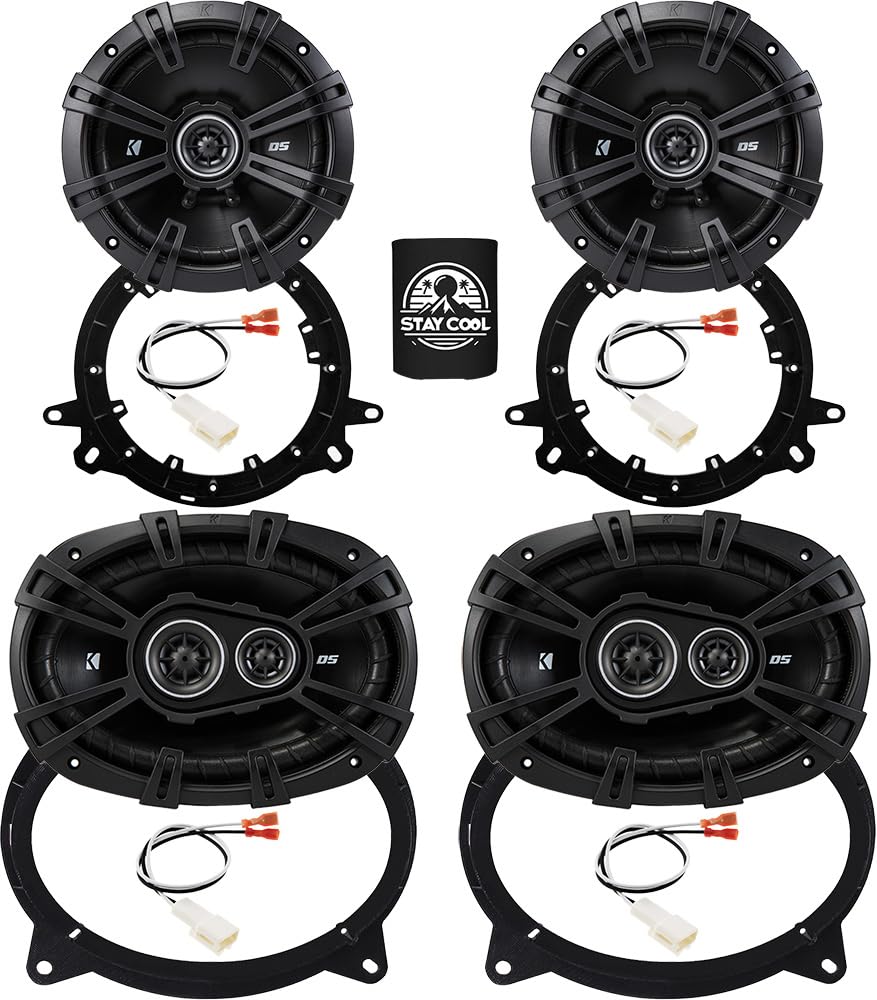Kicker Speakers 6X9 & 6.5 inch for Toyota Highlander 2014-2019 Upgrade Kit - 2 Pairs of DS Series with Adapters and Harness, Car