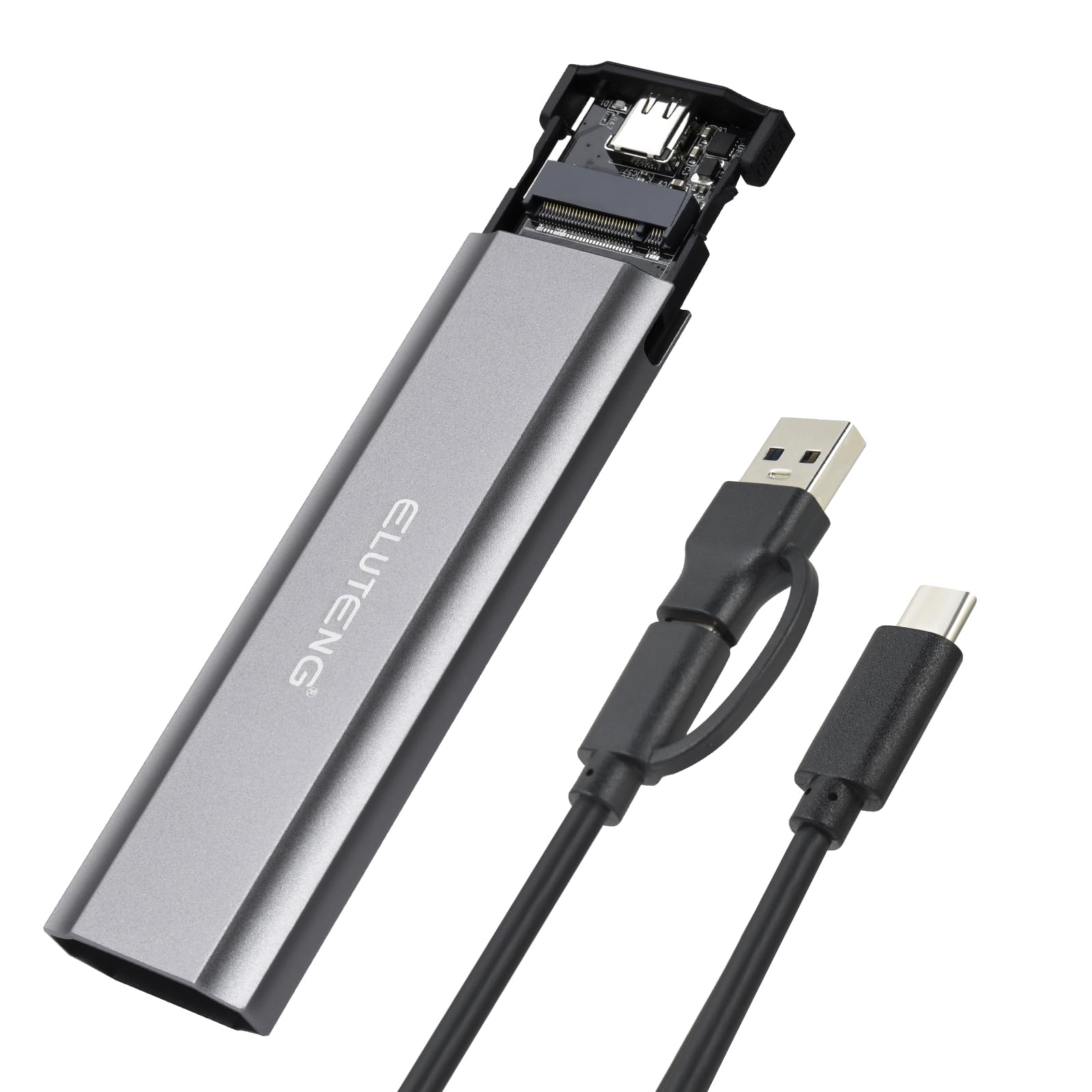 Eluteng M.2 Ssd Enclosure M.2 Nvme Sata Dual Protocol Hard Drive Enclosure Aluminum Usb 3.2 Gen 2 10Gbps External Nvme To Usb Ss