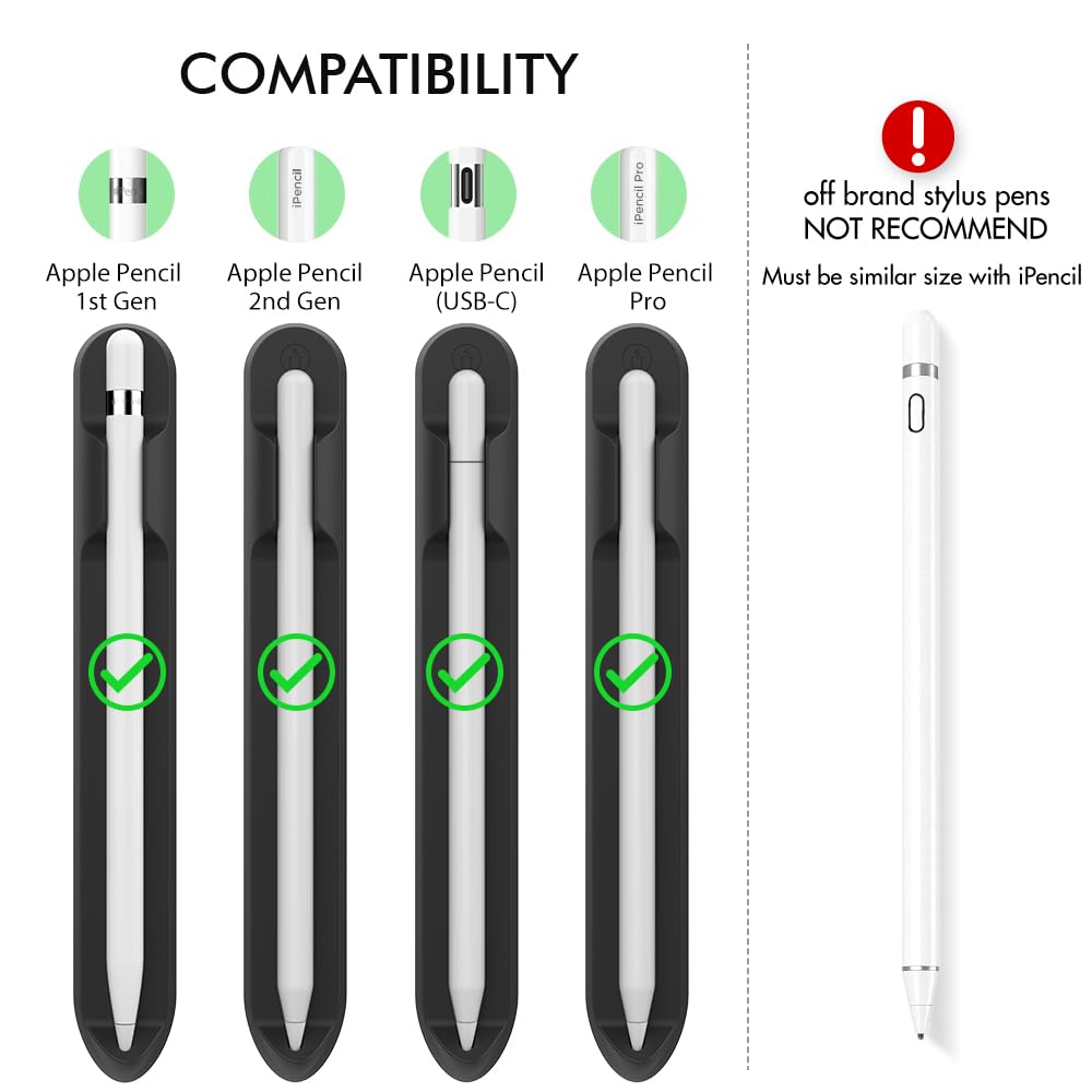 Ahastyle Removable Ipencil Holder [Magnetic Attach] Strong Adhesive Holder Sticker Silicone For Apple Pencil 1St & 2Nd Generatio