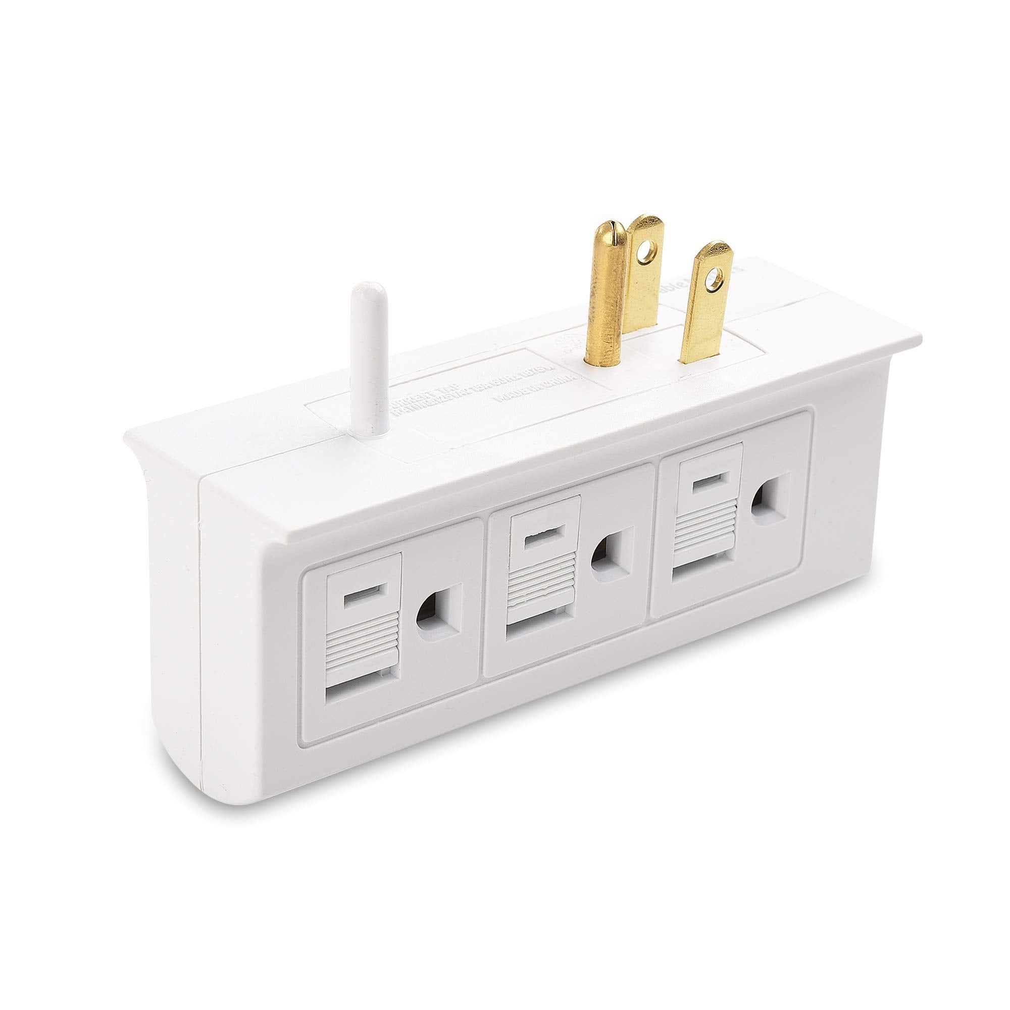 Cable Matters 2 Pack 6 Outlet Splitter Grounded Side Access Outlet Extender Wall Tap