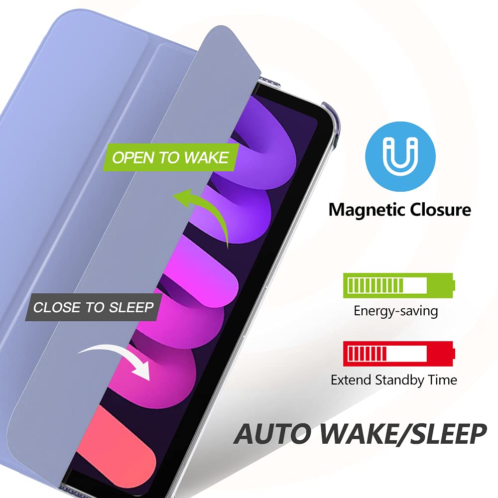 MoKo for iPad Mini 7 (A17 Pro) Case 2024,iPad Mini 6 Case 2021,8.3 inch iPad Mini 7th/6th Generation Case,Slim Lightweight Hard Back Shell Stand Cover for iPad Mini 2024 with Touch ID, Grayish Purple