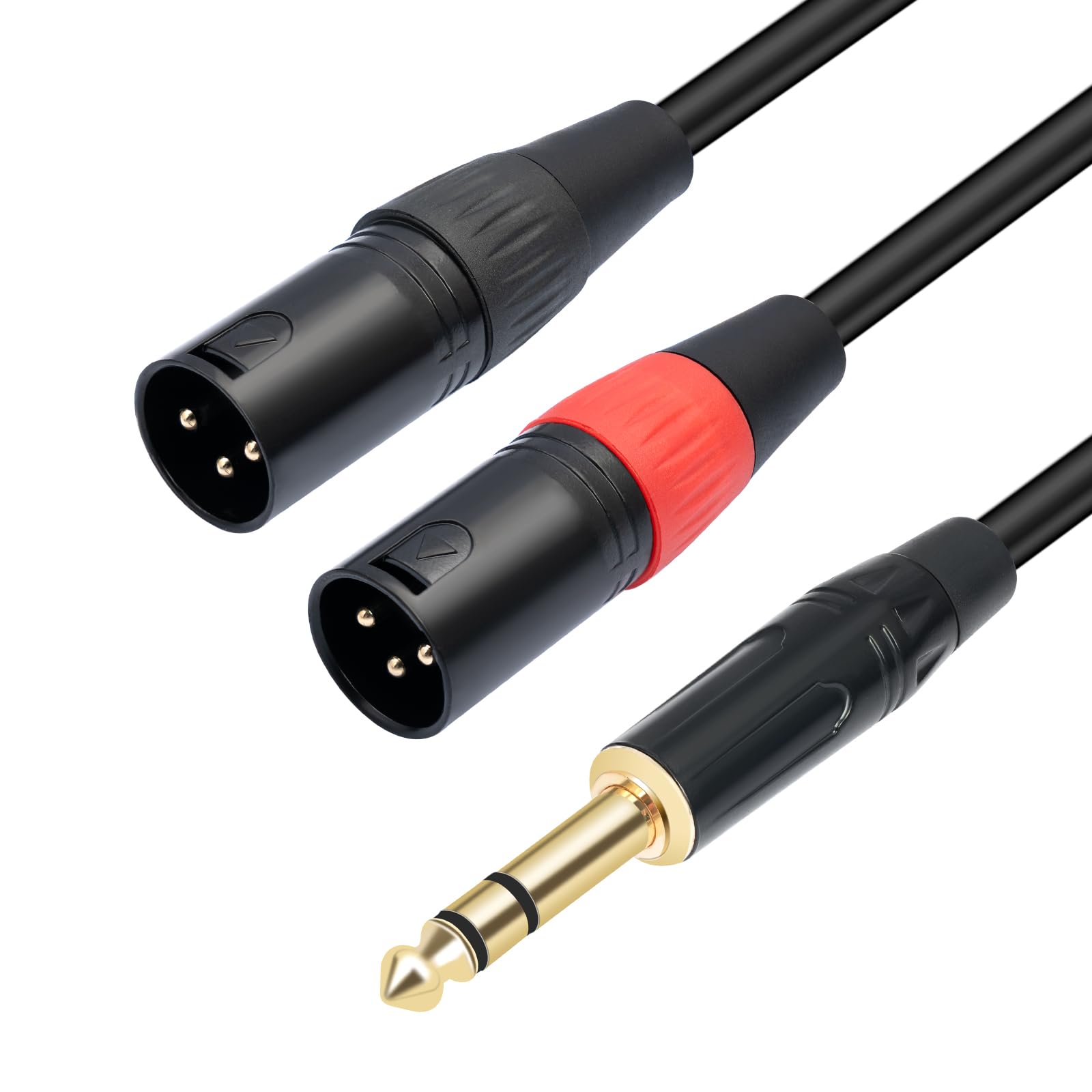 1/4 Trs To Dual Xlr Male Y-Splitter Stereo Breakout Cable 1/4 Inch(6.35Mm) To 2 Xlr Patch Cable 6.6Ft