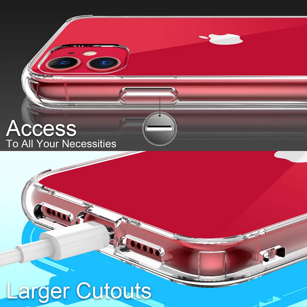 Giika Iphone 11 Case With Screen Protector, Clear Heavy Duty Protective Case Girls Women Shockproof Hard Pc Back Case With Slim