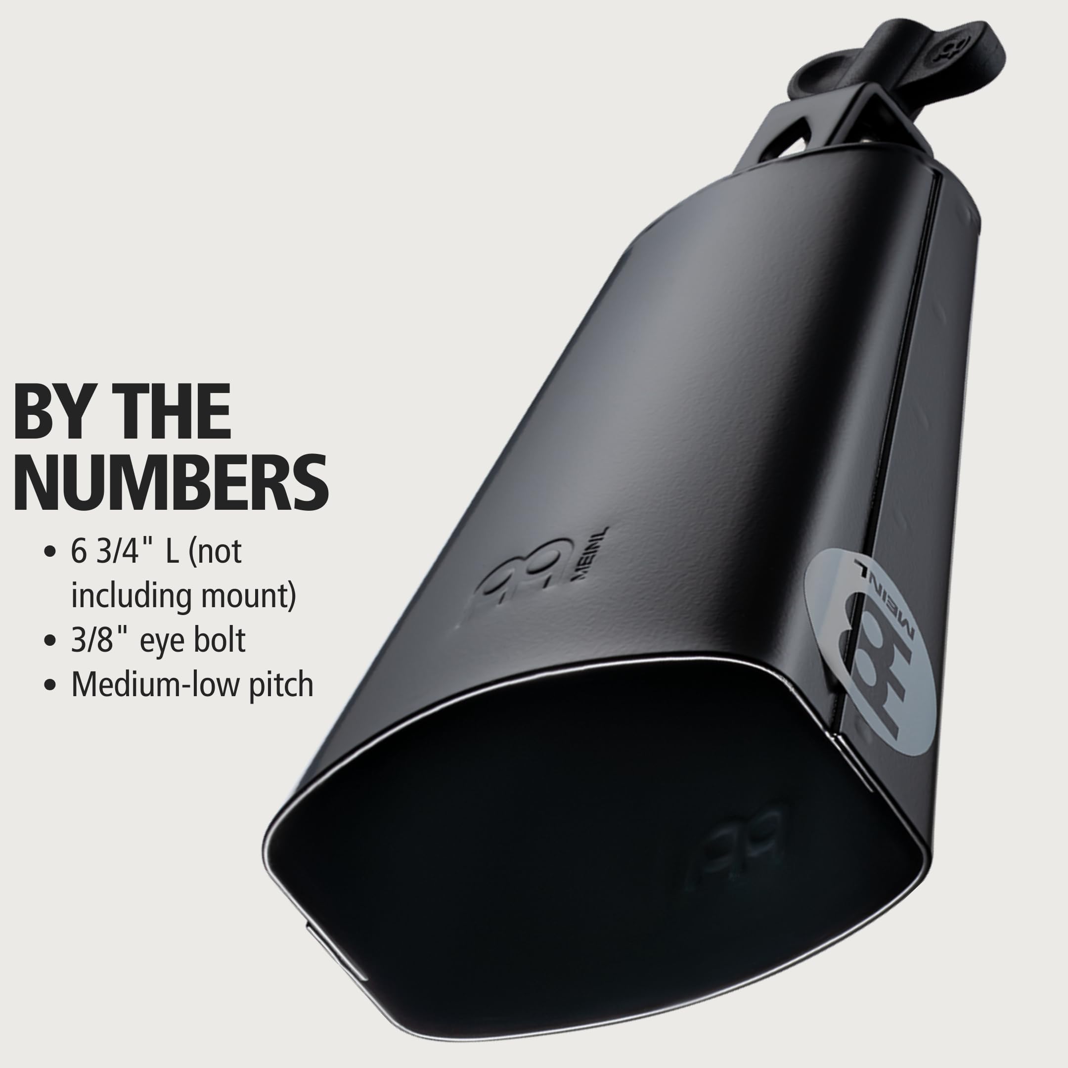 Meinl Percussion Sl675 Bk Black Powder Coated Steel Cowbell, 6 3/4 Inch