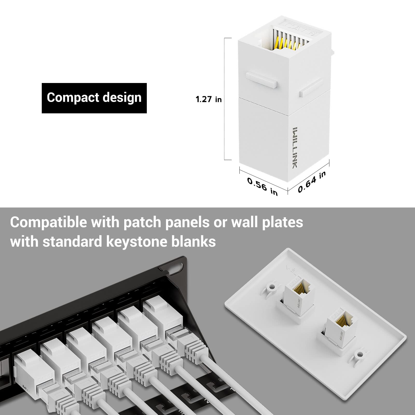 Iwillink Rj45 Cat6 Keystone Coupler 25 Pack, Female To Female Cat6 Keystone Jack, Utp Keystone Coupler Insert,Keystone Jack, Whi