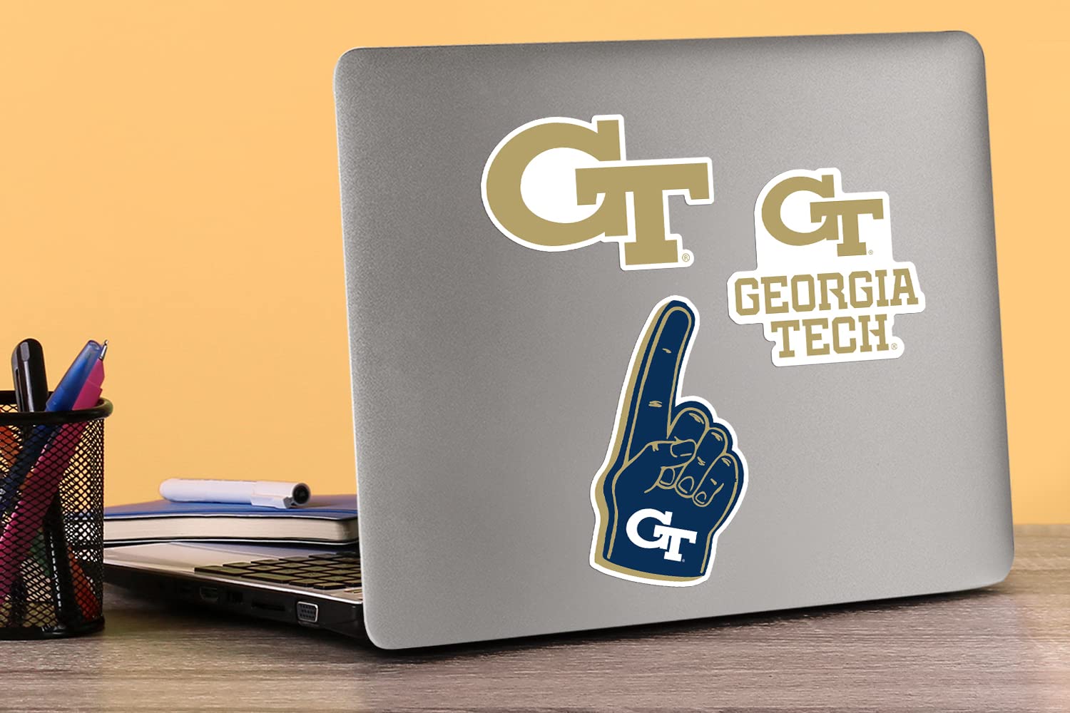 Georgia Tech 8Ct Vinyl Large Deluxe Stickers Variety Pack   Laptop, Water Bottle, Scrapbooking, Tablet, Skateboard, Indoor/Outdo