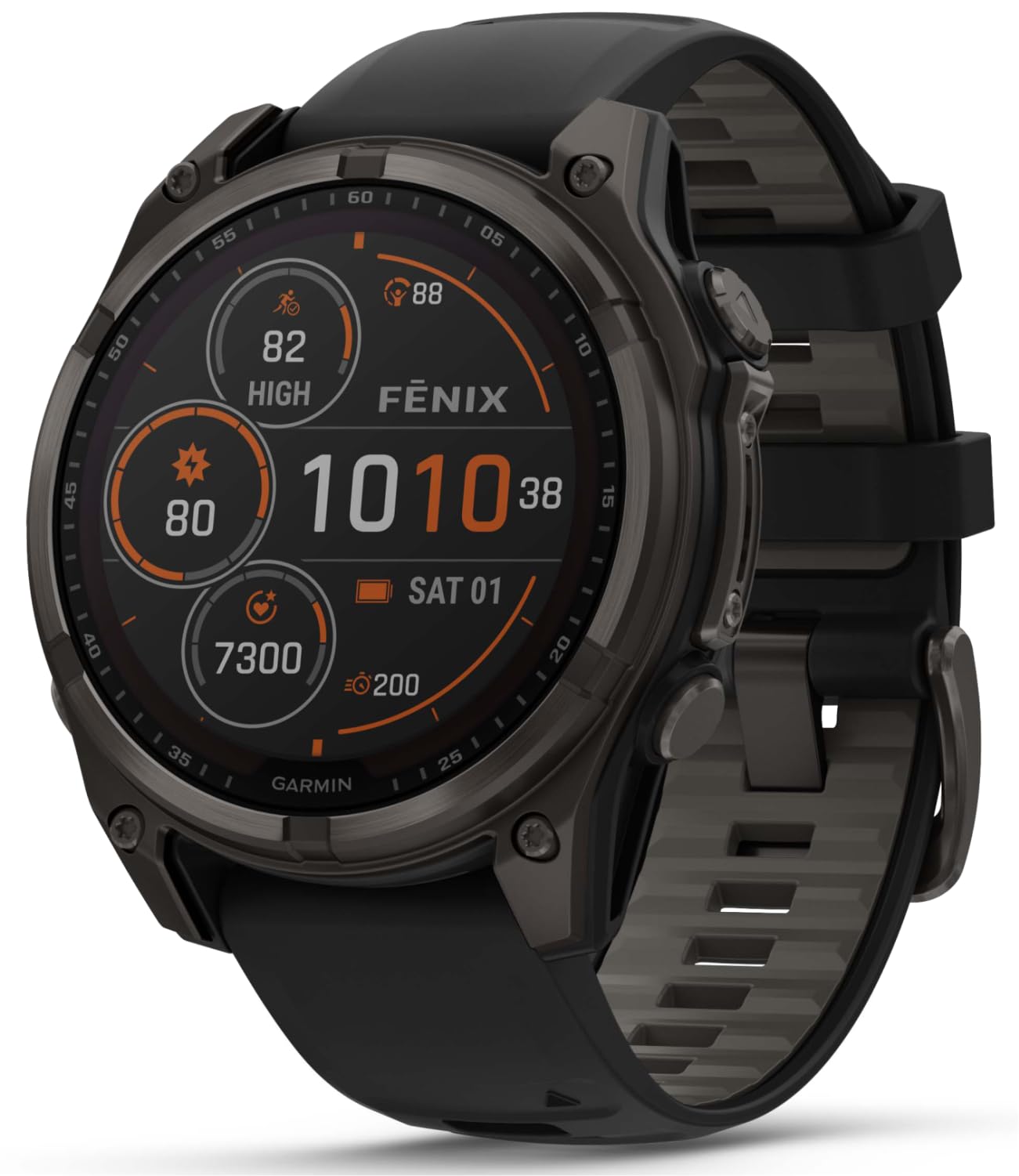 Wearable4U Garmin Fenix 8 47 Mm, Multisport Gps Smartwatch, Solar, Sapphire, Carbon Gray Dlc Titanium With Black/Pebble Gray Sil