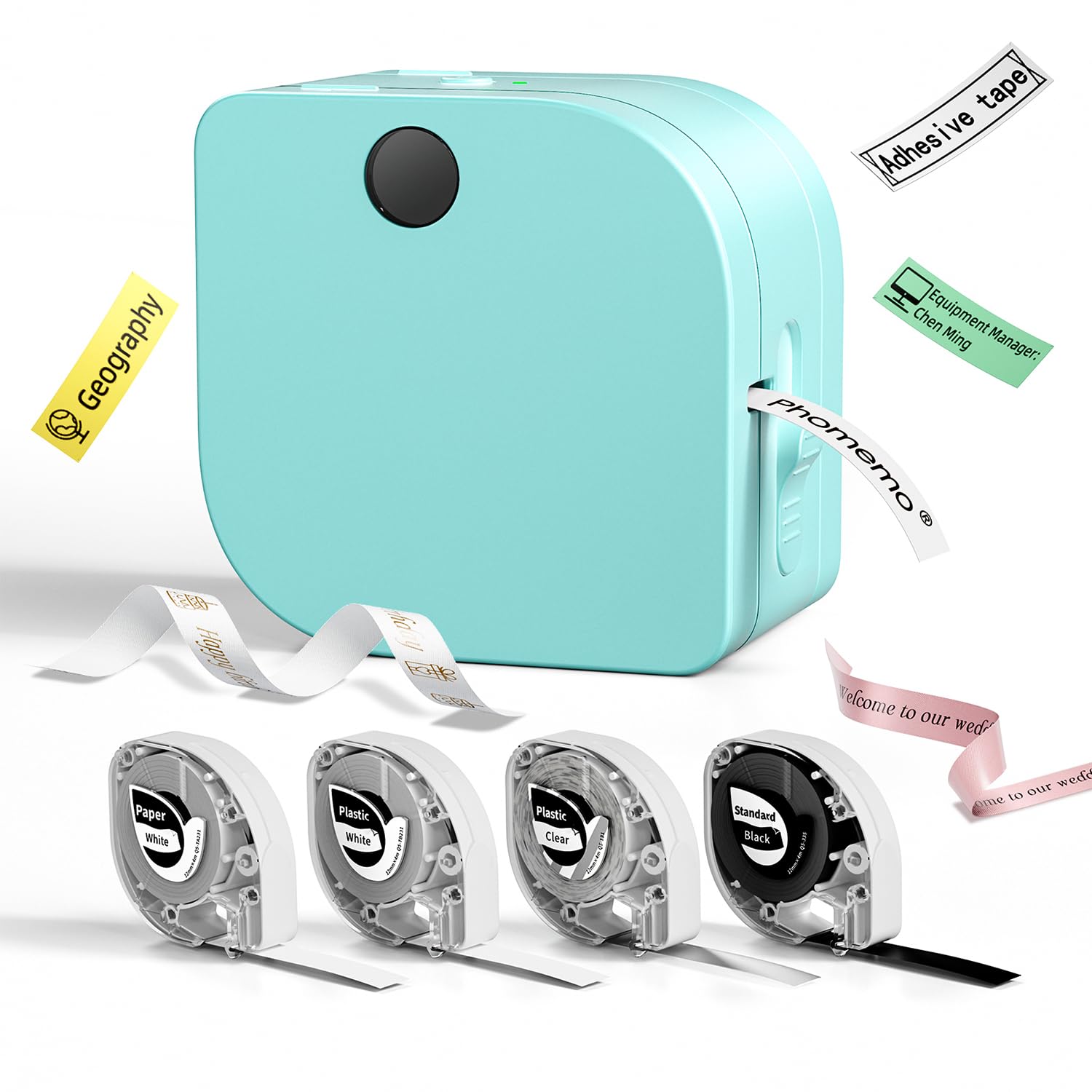 Phomemo Label Maker Machine with 4 Tape, P12 Bluetooth Small Label Makers Ribbon Printer Machine Thermal Transfer Labeler with M
