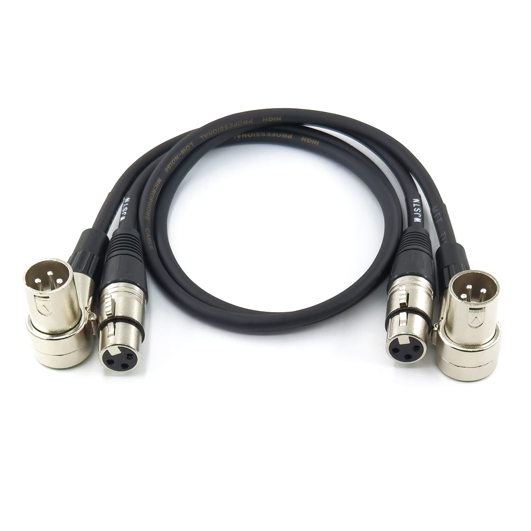 Wjstn 3 Pin Right Angle Male Xlr To Straight Female Xlr Plug Cable, Right Angle Xlr Adapter 2Ft/2 Pack