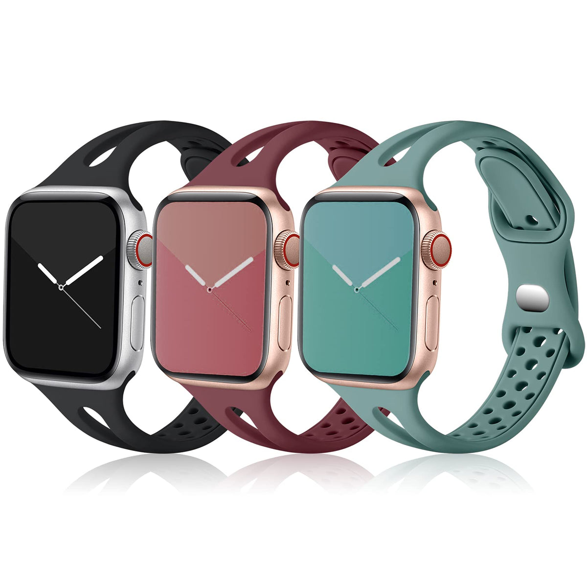Ouwegaga Compatible With Apple Watch Bands 44Mm 45Mm 49Mm 42Mm 41Mm 40Mm 38Mm, Soft Silicone Silm Sport Waterproof Strap For App