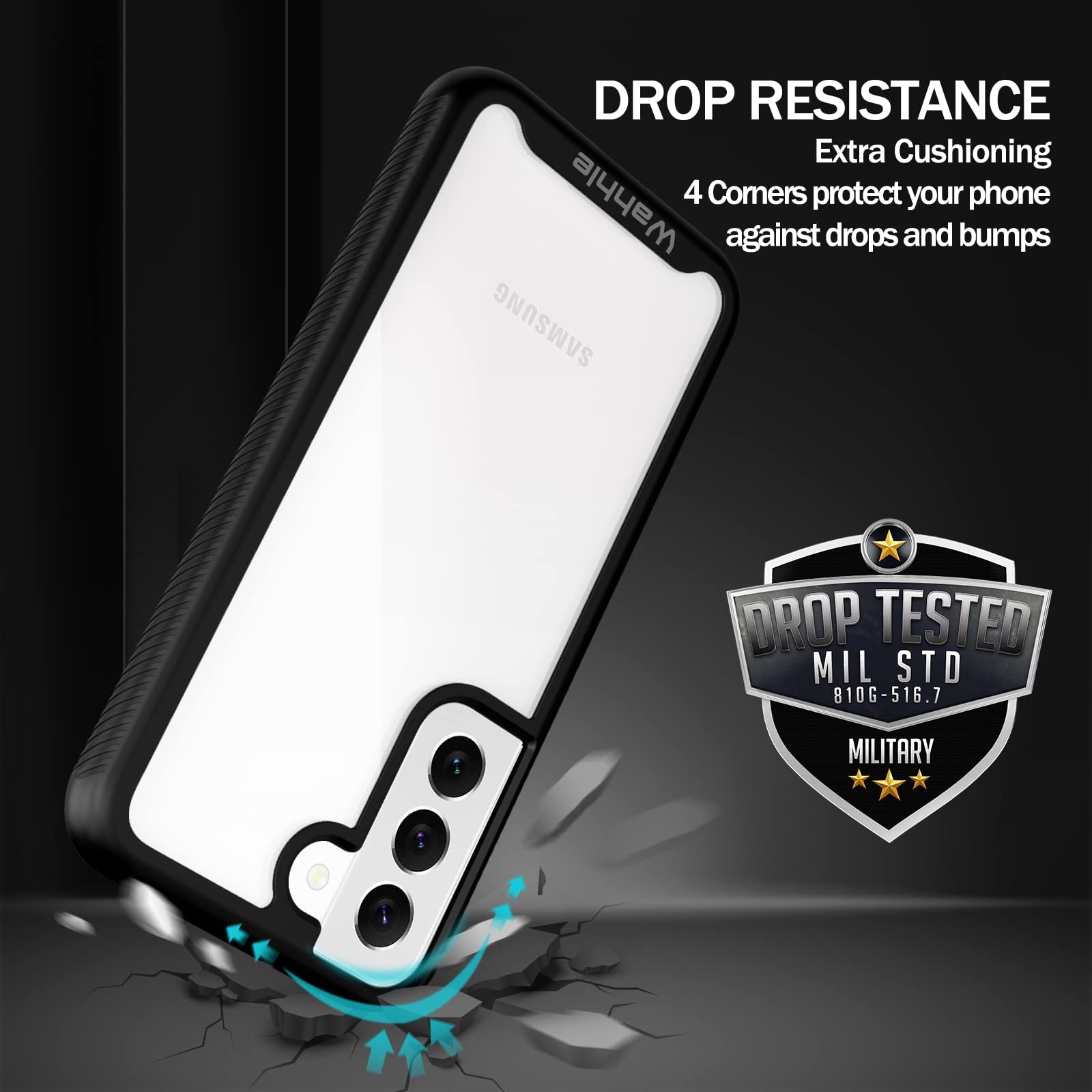 Wahhle Compatible With Samsung Galaxy S22 Case, Full Body Protection Phone Cover With Screen Protector ?Built In, Touch Sensitiv