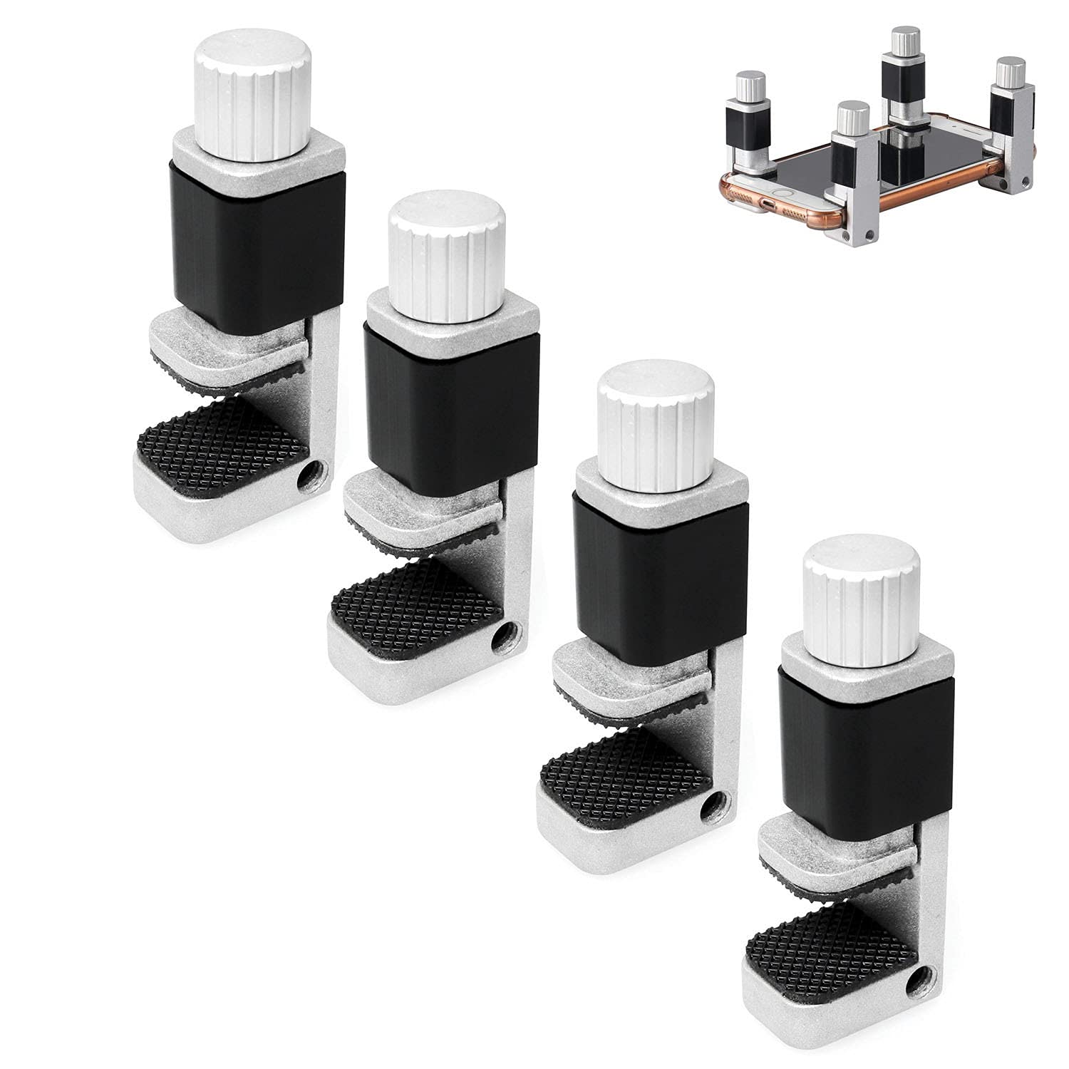 Zzhxsm 4Pcs Phone Screen Clamps 15Mm Max Width Adjustable Bracket Portable Phone Fastening Clamps Clip For Most Phone And Tablet