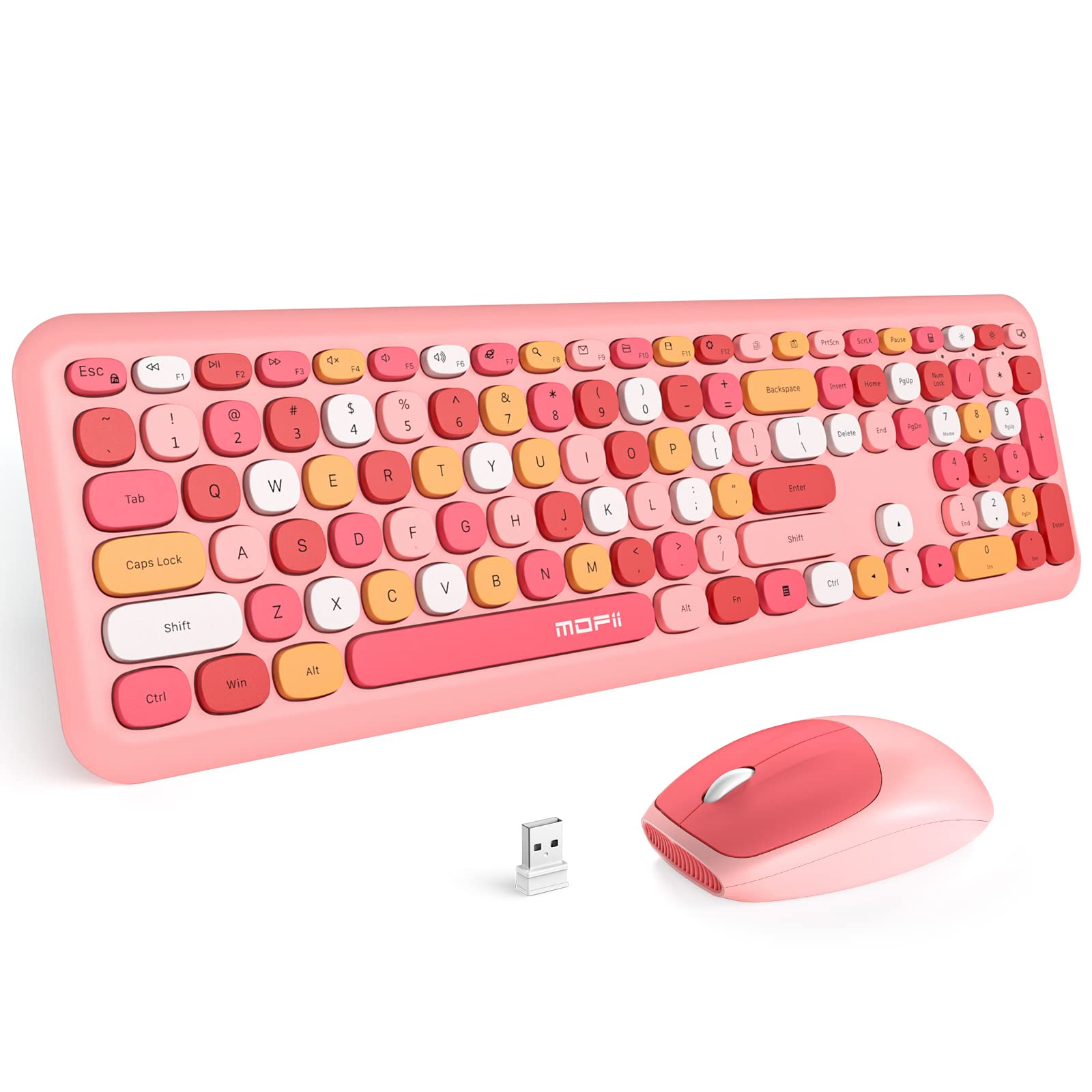 Mofii Wireless Keyboard And Mouse Combo Silent, Slim Compact 2.4G Usb Full Size , Cute 110 Keys Keyboard For Pc, Notebook, Macbo