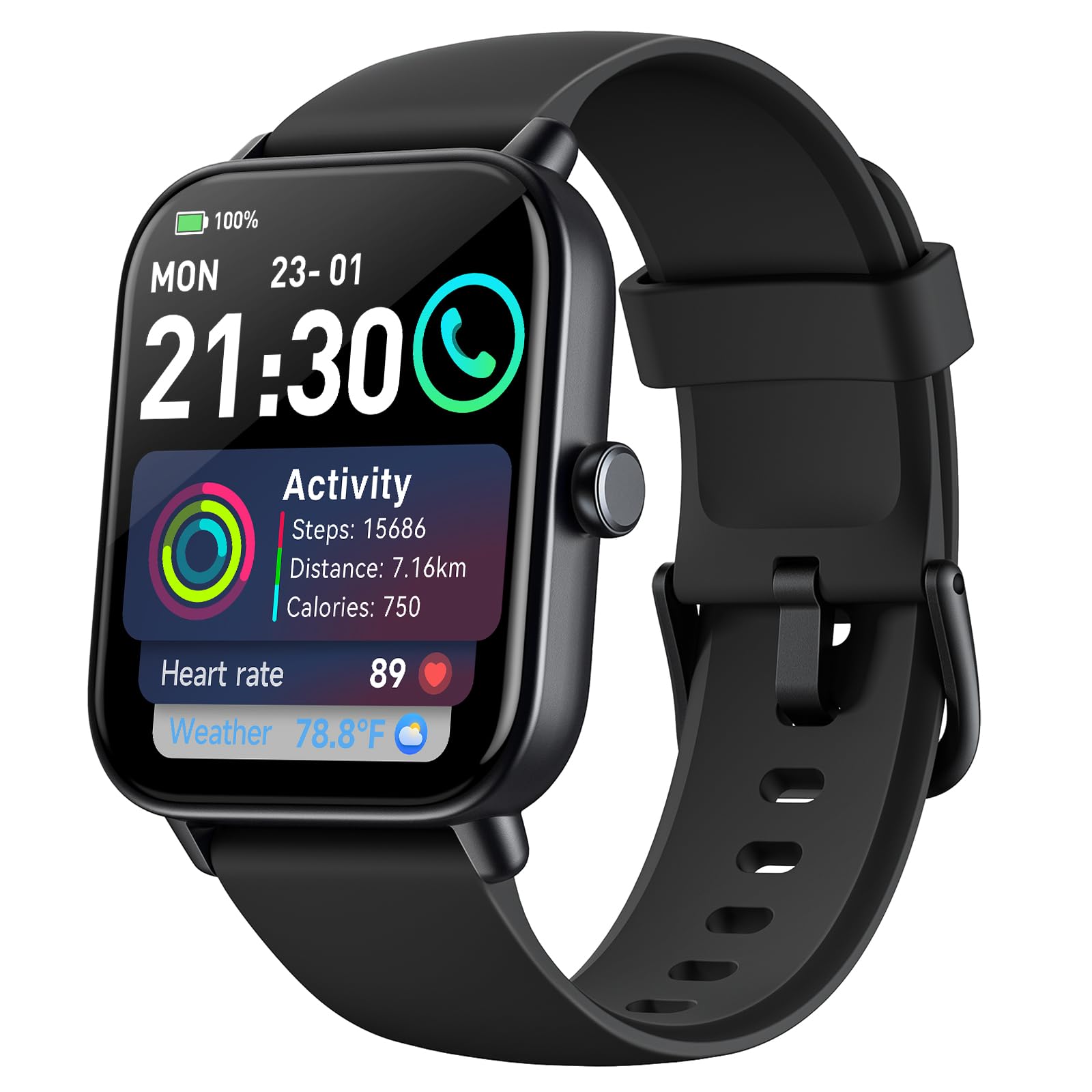 Aeac Smart Watches For Men Women, 1.8'' Alexa Built In Fitness Tracker Watch For Android Iphone, Bluetooth Calls, Ip68 Waterproo