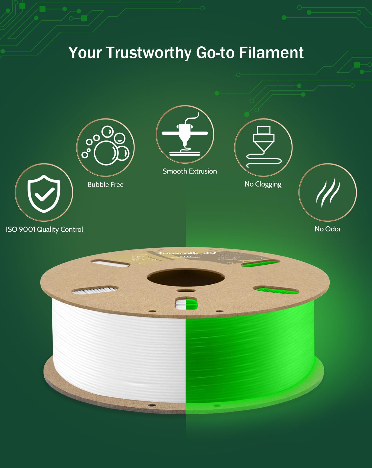 Duramic 3D Pla Glow In The Dark Filament 1.75Mm Glow Green, 3D Printing Pla Filament 1.75Mm Dimensional Accuracy +/  0.05 Mm, 1K