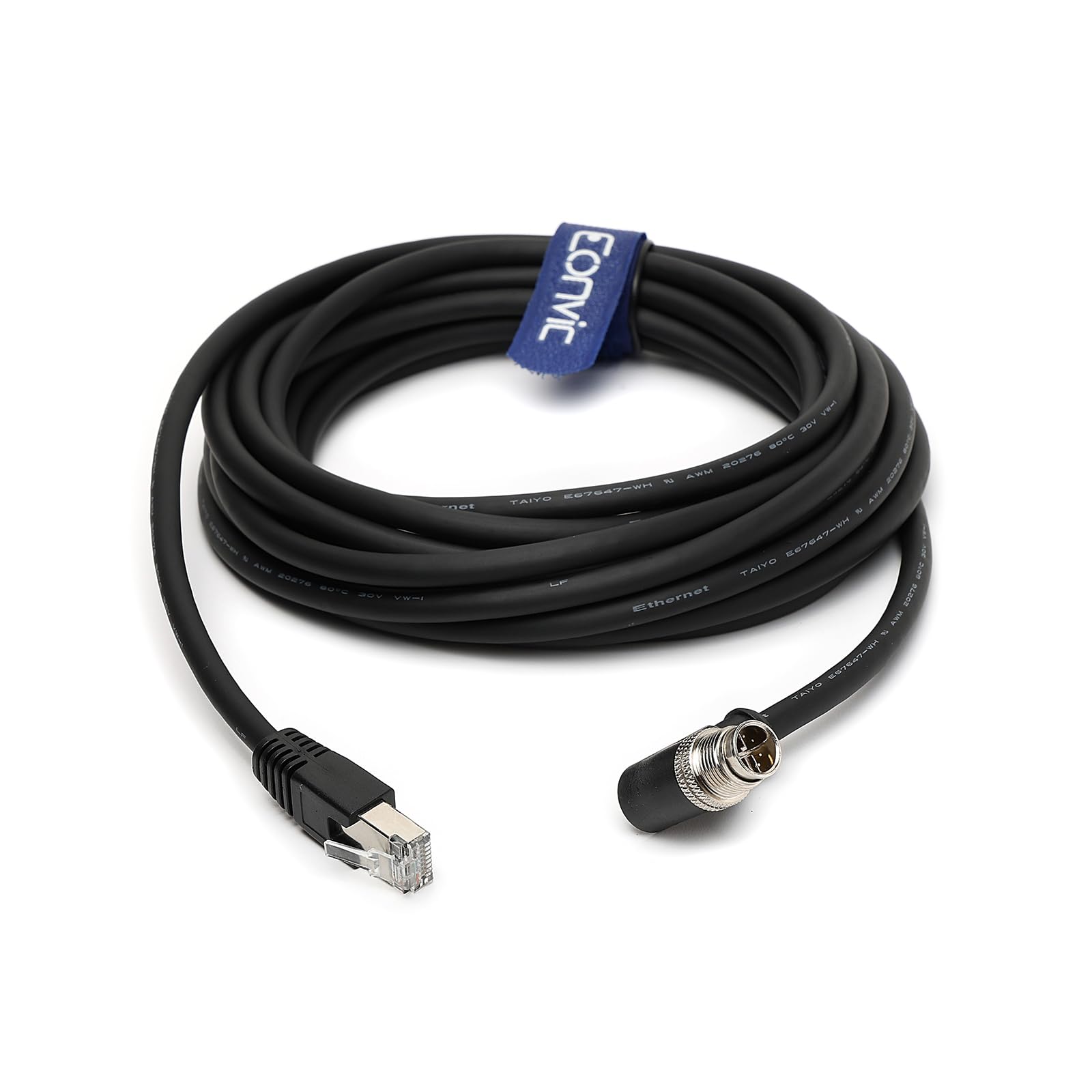 Eonvic Ethernet Cable M12 X-Type Right Angle 8 Position To Rj45 Industrial Ethernet Cable Waterproof High Flex Cable For Cognex