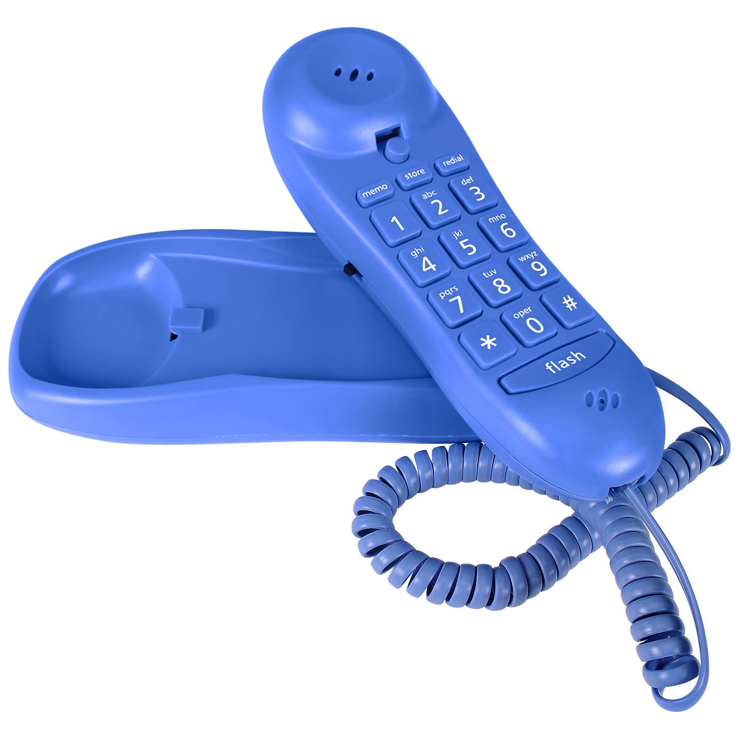 Slimline Blue Colored Phone For Wall Or Desk With Memory