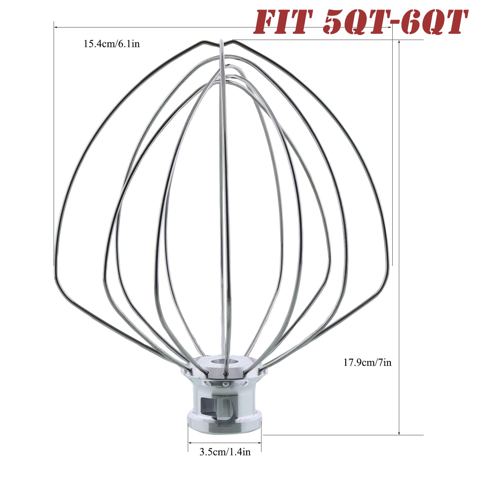 Elsoon Kn256Ww 6 Wire Whip Compatible With Kitchenaid 5 6Qt Bowl Lift Stand Mixer   Stainless Steel