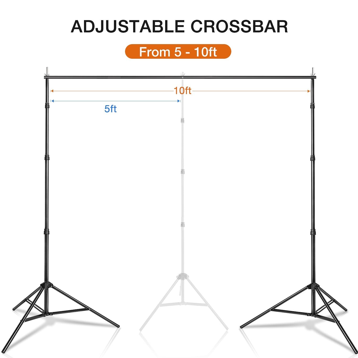 Yesker 10 X 10 Ft Photo Video Studio Background Support Stand, Adjustable Heavy Duty Photography Backdrop Support System Kit For