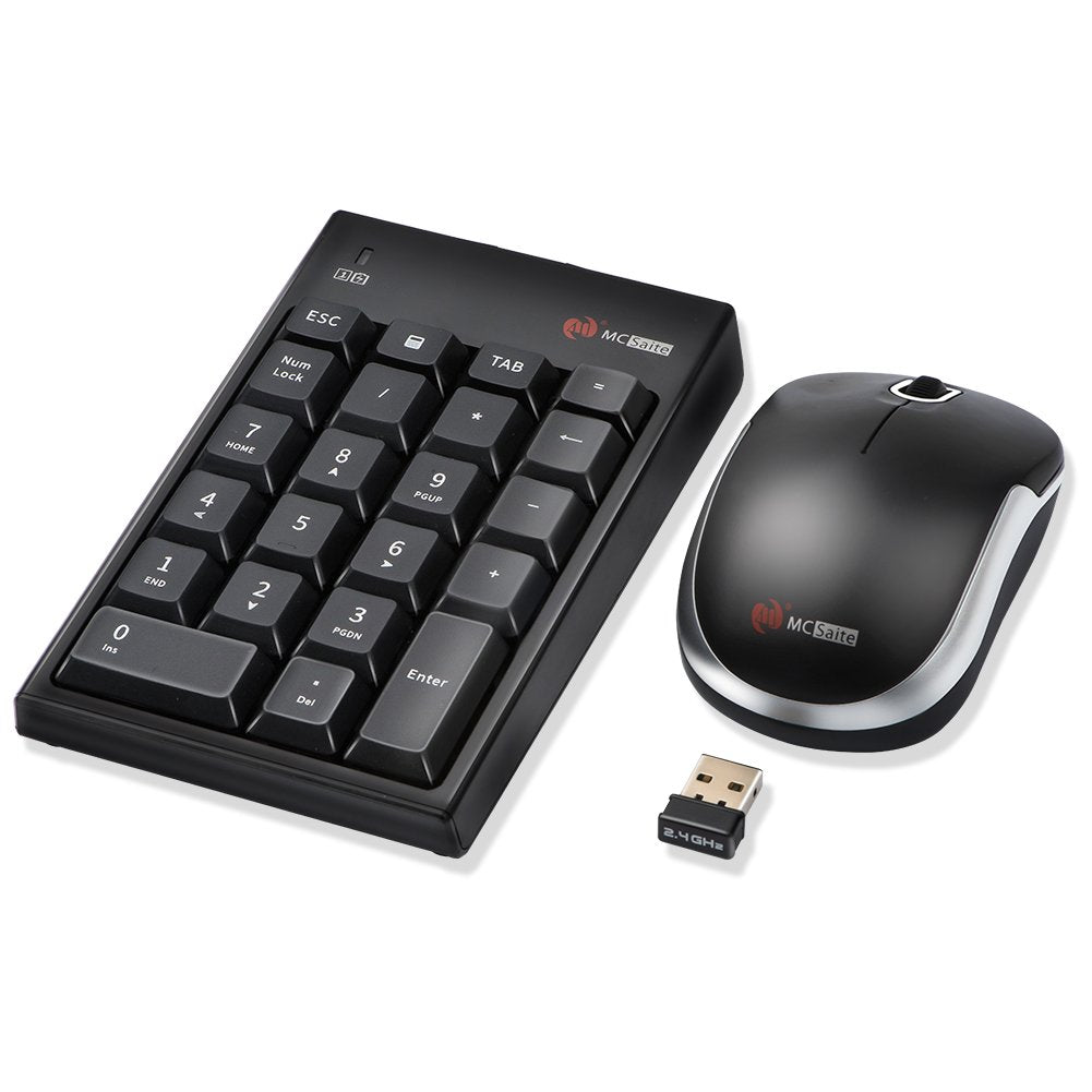 Mcsaite Wireless Numeric Keypad & Mouse Combo   Use One Receiver Wireless Number Pad Keyboard And Mouse For Laptop Desktop