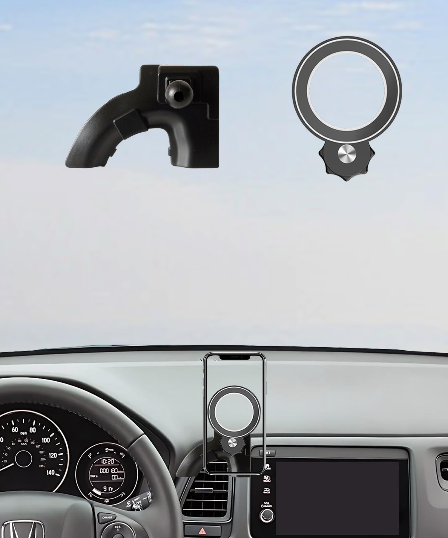 AbeeyGeomarn Car Phone Holder for Honda HRV HR-V 2016-2022 Accessories Compatible with MagSafe Cell Phone Mount Hands-Free 360 D