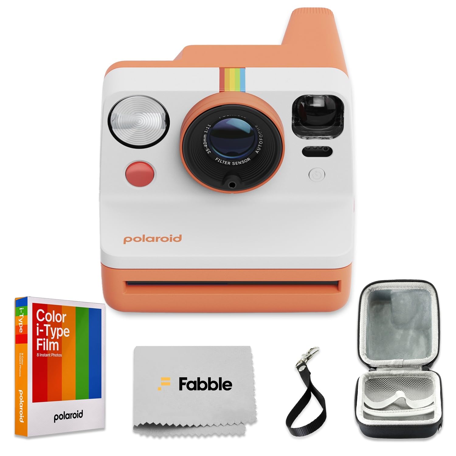 Polaroid Now Generation 3 I-Type Instant Camera (Coral) Bundle with Color I-Type Film (8 Exposures), Hard Protective Case and Wr
