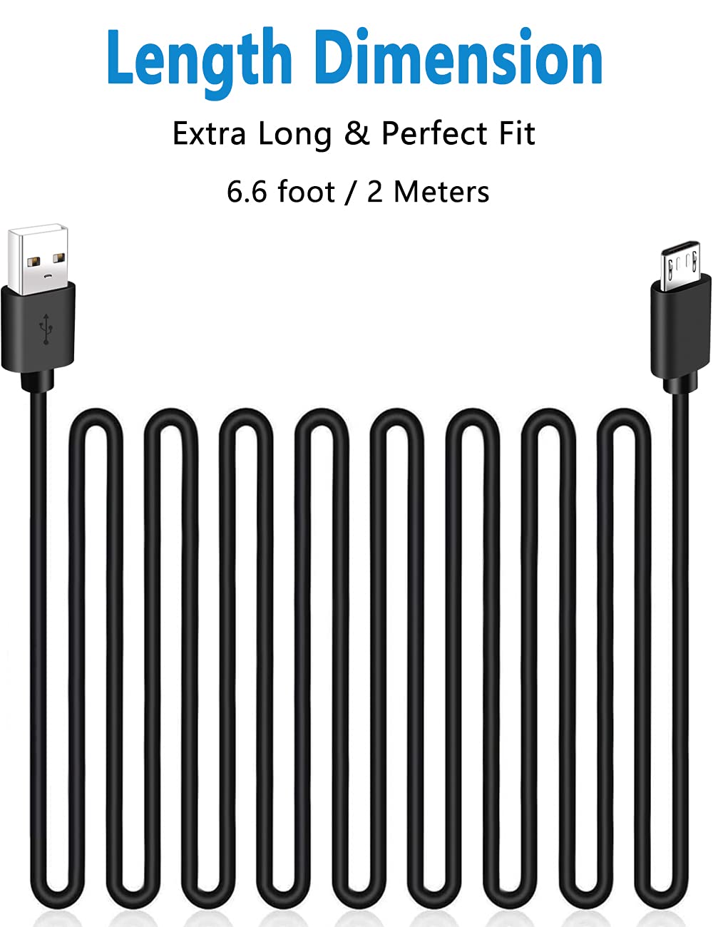 6Ft Micro Usb Cable For Fire Tablets Older Generation (1St 8Th Generation,See Product Picture & Compatibility List Below) Hd 10 & Kids 4Th 5Th 6Th 7Th 8Th Charging Charger Cord For Amazon Kindle Fire