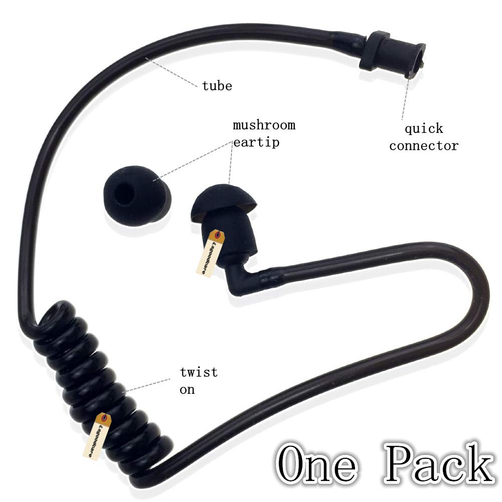 Replacement Coil Audio Tube, Lsgoodcare 10Pcs Twist On Acoustic Tube Replacement Black With Mushroom Earbuds Eartips Compatible For Motorola Midland Kenwood Two Way Radio Surveillance Headset Earpiece