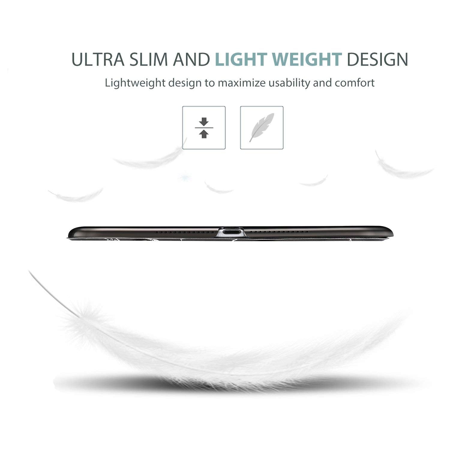 Procase Smart Case For Ipad 9.7 Inch Ipad 6Th/5Th Generation Case 2018 2017(Model: A1893 A1954 A1822 A1823), Ultra Slim Lightweight Stand Case With Translucent Frosted Back Smart Cover  Blackmarble