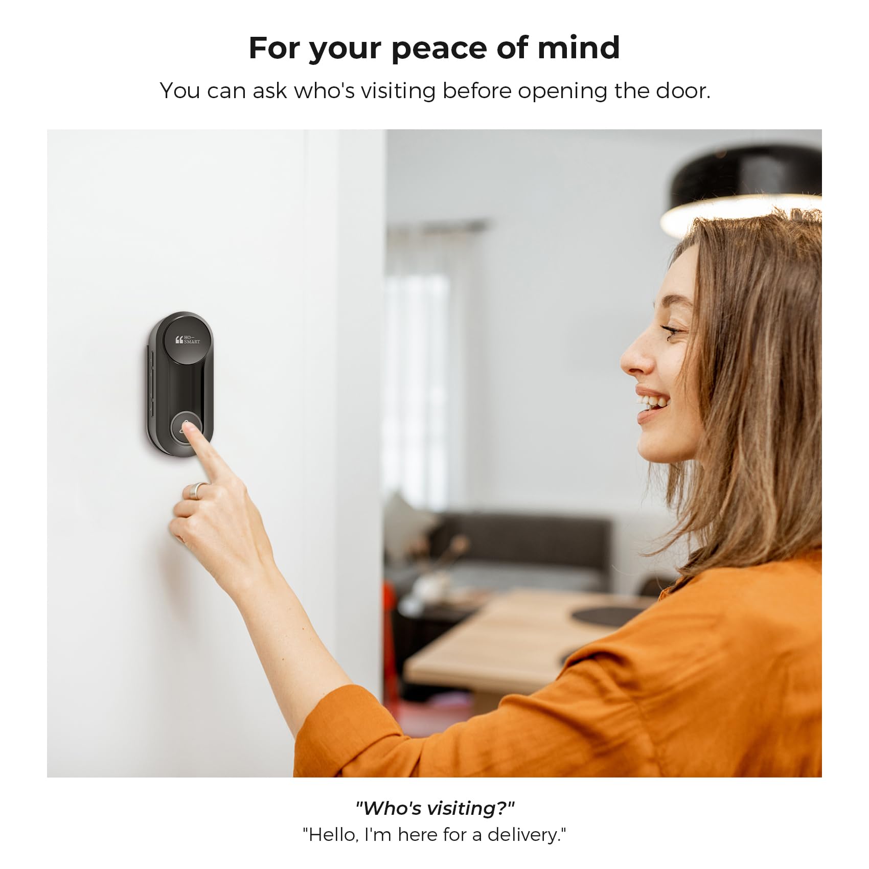 Wireless Doorbell, Hosmart Ultrabell Wireless Intercom Doorbell System, Battery Operated Doorbell, Full Duplex Audio Doorbell Waterproof With 8 Doorbell Chime 1200Ft Range For Home Business Elderly