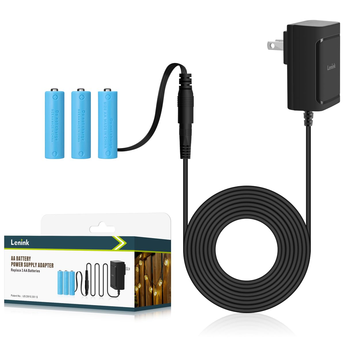 Lenink Ac Power Supply Adapter For 3 Aa Battery, Aa Battery Replacement Adapter For Led Light, Decorations (Black)