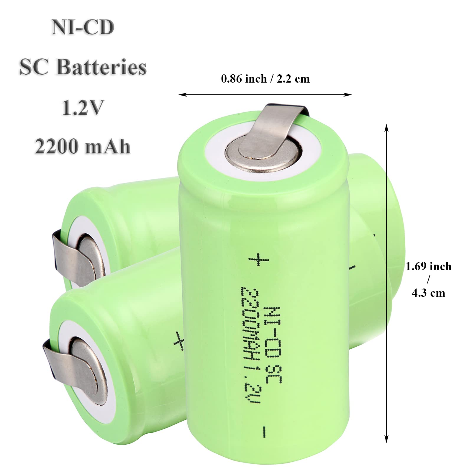 Odstore Ni Cd 1.2V 2200Mah Rechargeable Battery Sub C Sc Batteries (Green*6)