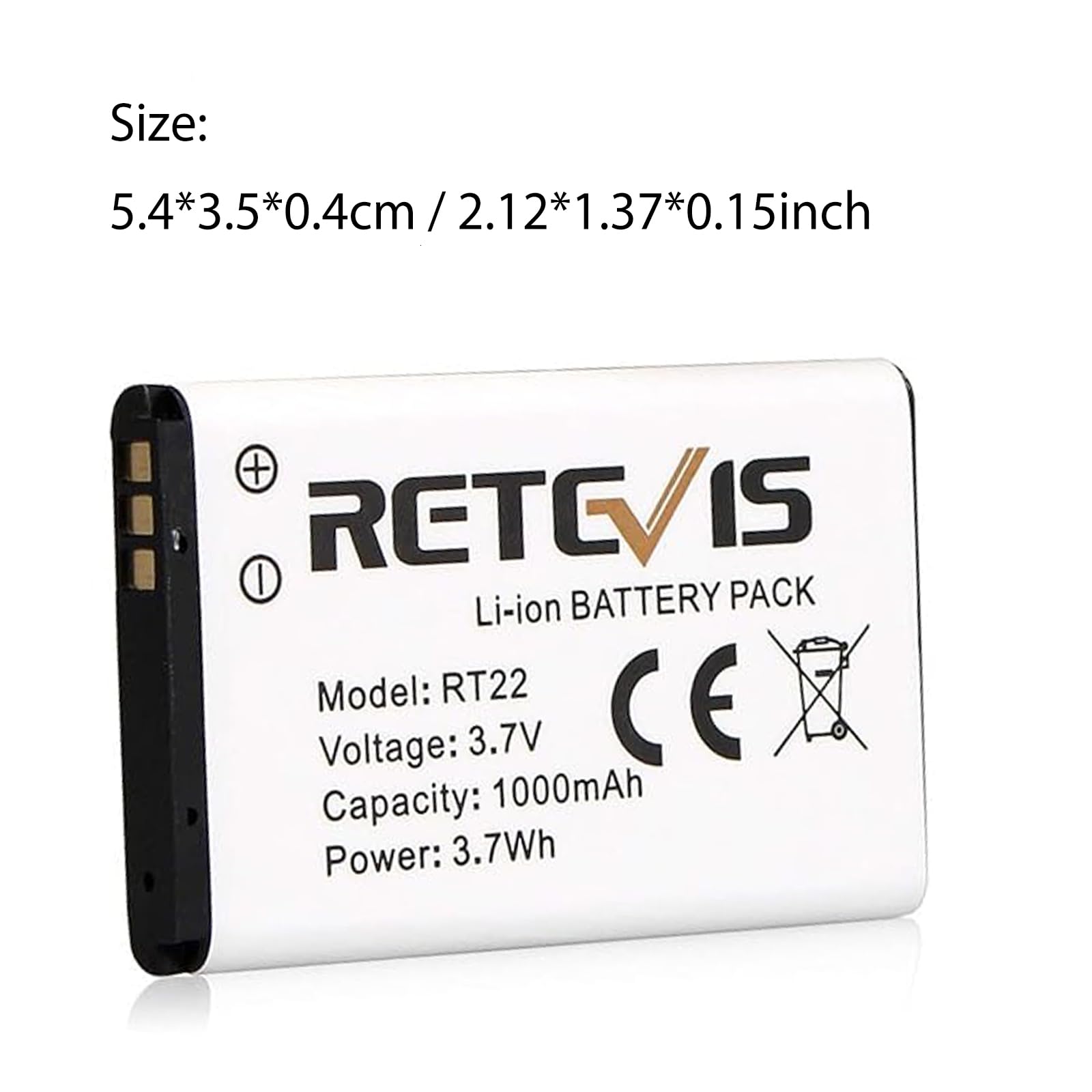 Retevis Rt22 Rt22S Rt15 Rt19 Walkie Talkies Battery Original 3.7V Li Ion Battery 1000Mah Compatible Rt22 Rt22S Rt15 Rt19 Wln Kd C1 Walkie Talkies (5 Pack)