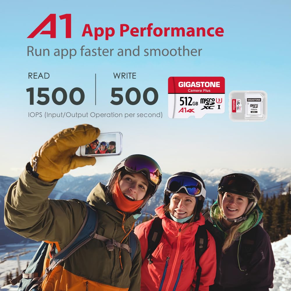 Gigastone 512Gb Micro Sd Card 4 Pack, Camera Plus, Gopro, Action Camera, Wyze Cam, A1 Run App For Smartphone, 100Mb/S, 4K Video