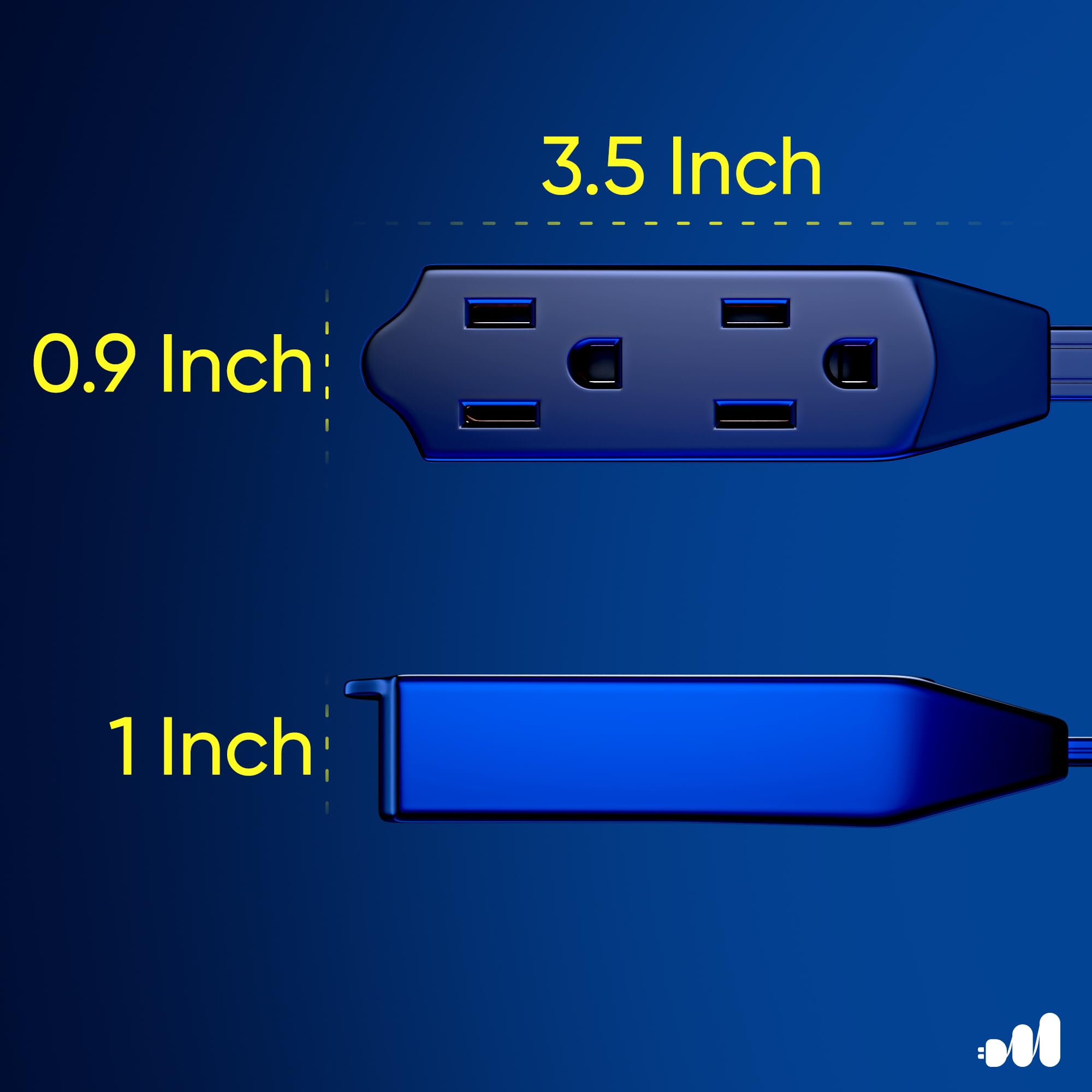 Maximm Cable 2 Ft 360� Rotating Flat Plug Extension Cord/Wire, 16 Awg Multi 3 Outlet Extension Wire, 3 Prong Grounded Wire   Black   Ul Certified