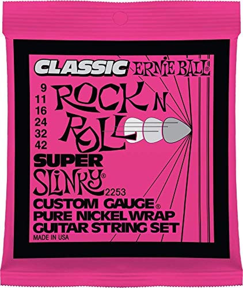 Ernie Ball Extra Slinky Classic Pure Nickel Electric Guitar Strings, 8-38 Gauge (P02255)