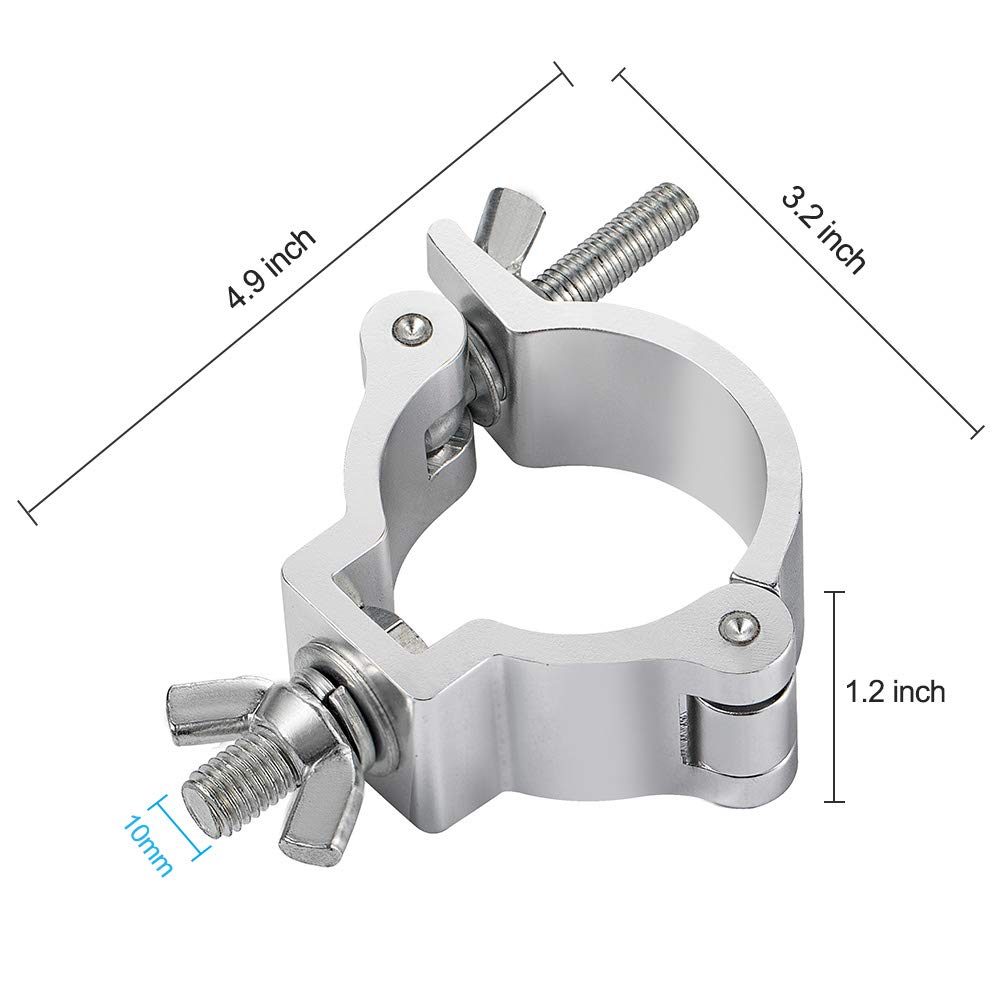 Worldlite Aluminum Light Clamps - 8Pcs Heavy Duty 220Lb Led Par Light Moving Head Beam Spot Truss O Clamp, Fit For 48-52Mm Od Tu