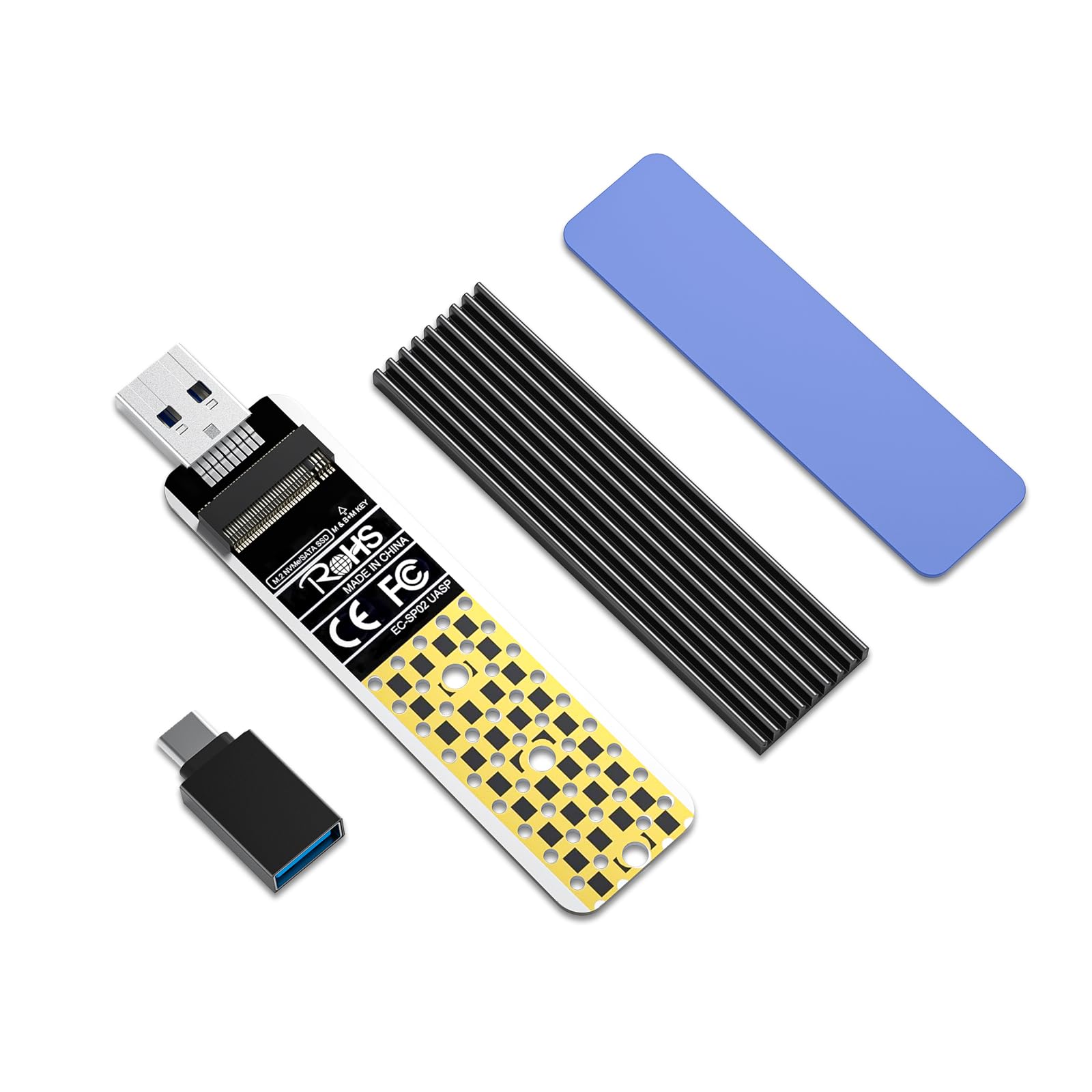 Anyoyo M.2 To Usb Adapter, Usb 3.1 Gen 2 (10 Gbps) To Nvme Pci E M.2 Ssd Adapter Support Uasp For Nvme Ssd Size 2230/2242/2260/2