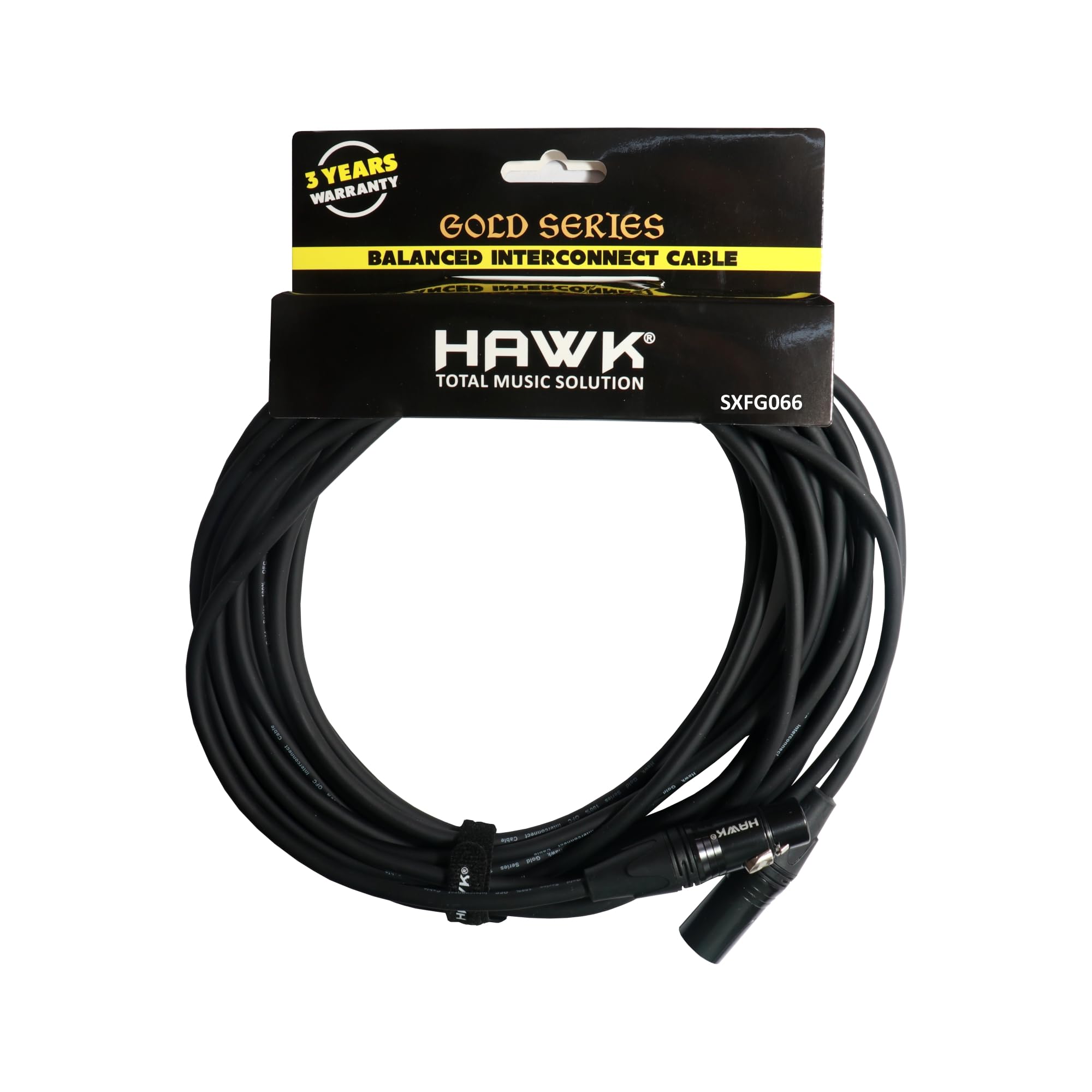Hawk Total Music Solution Sxfg066 Gold Series Xlr Male To Xlr Female Balanced Mic Cable With Hawk Connectors, 20 Meters Length, 